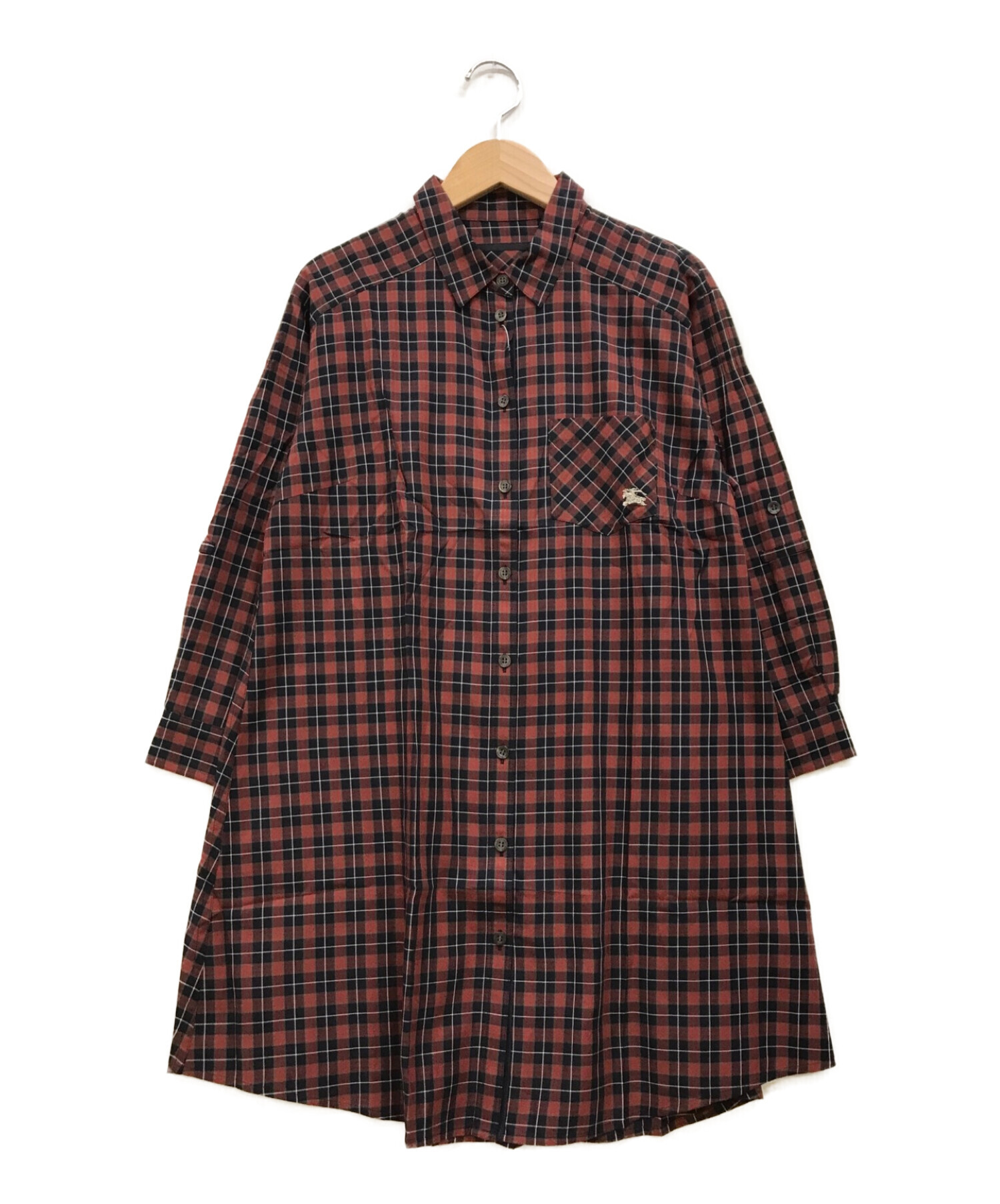 BURBERRY BLUE LABEL (バーバリーブルーレーベル) チェックシャツワンピース レッド サイズ:38 未使用品