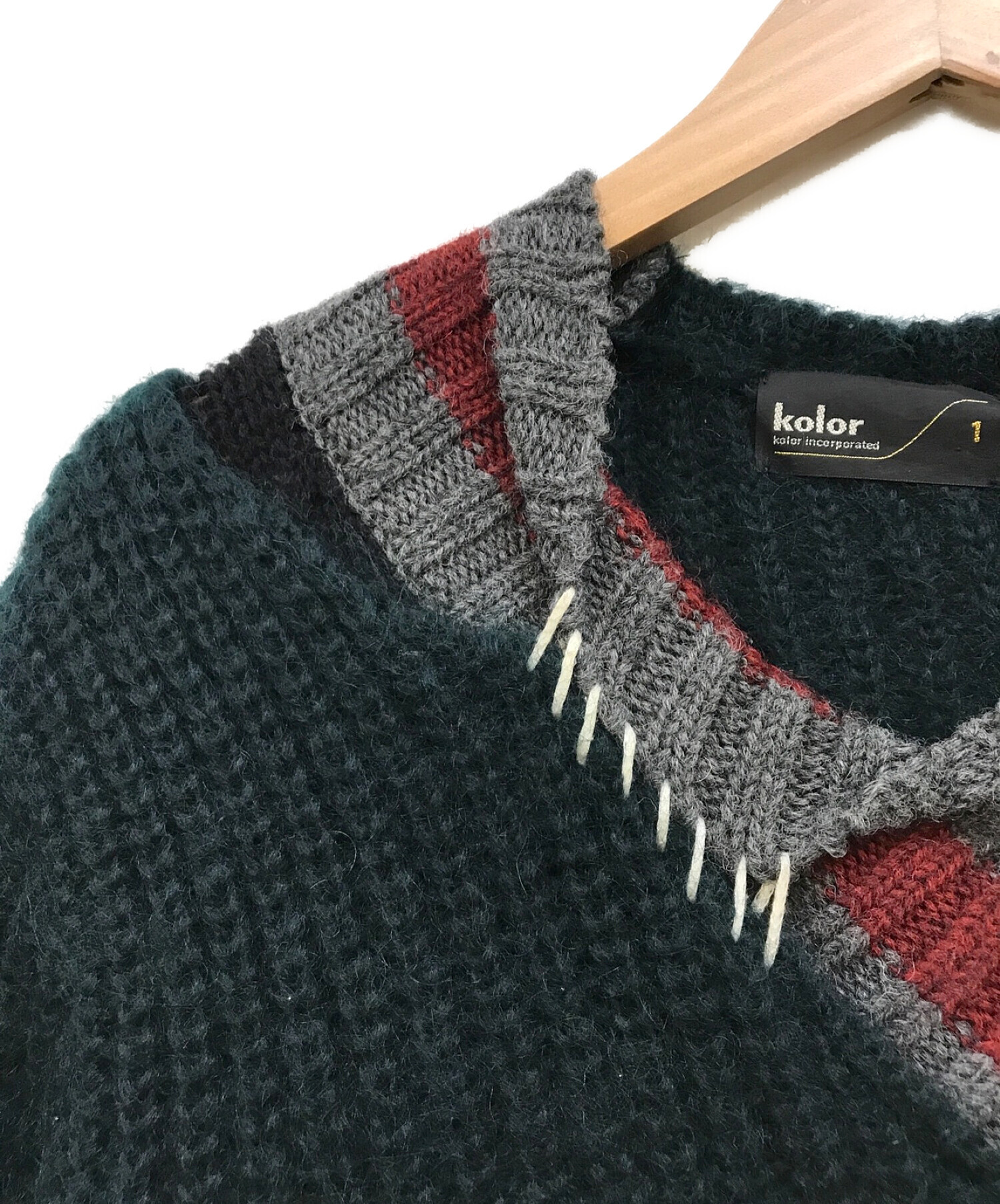 中古・古着通販】KOLOR (カラー) CRAZY PATTERN KNIT ブラック