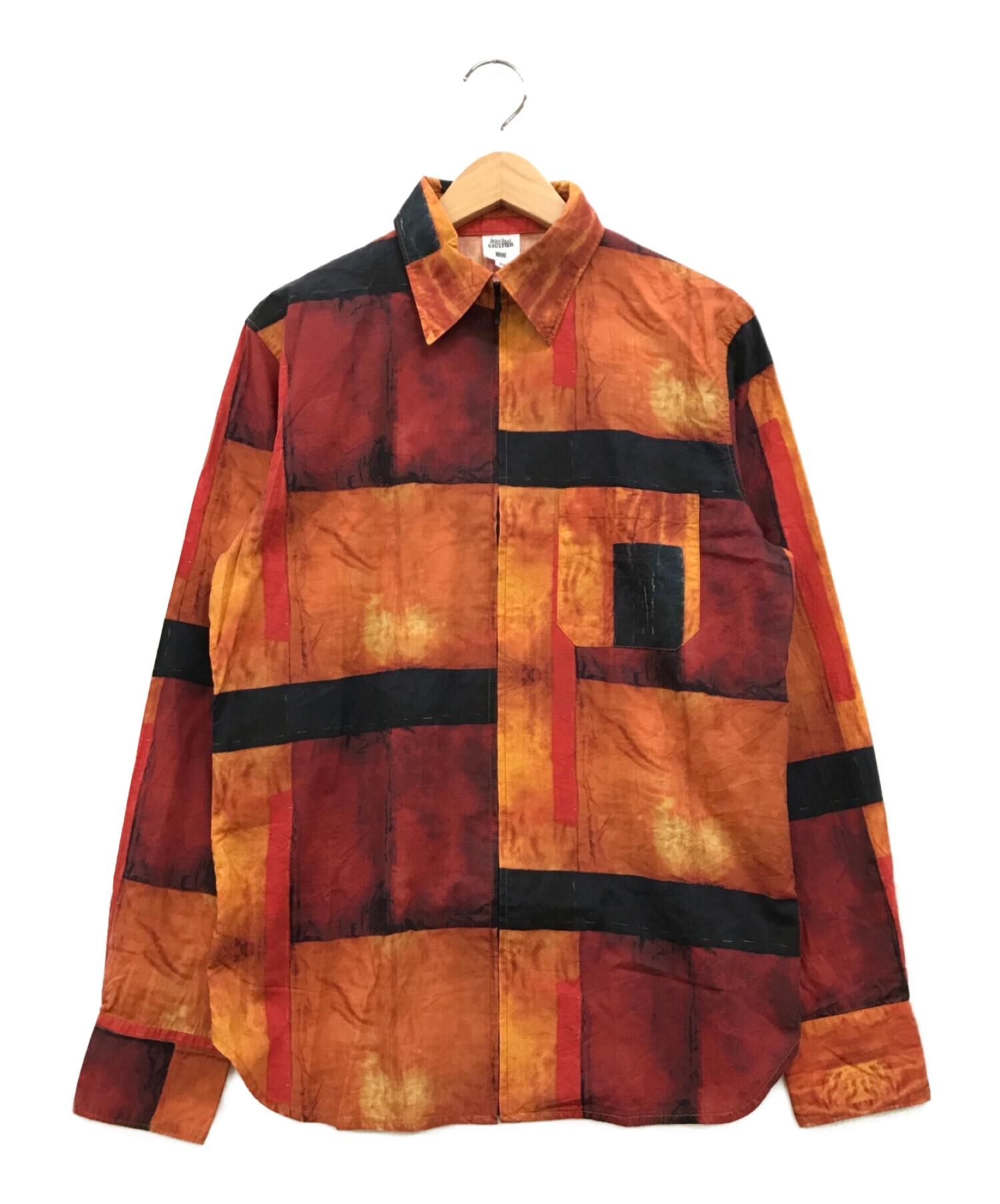 Jean Paul Gaultier homme (ジャンポールゴルチェオム) 総柄ジップシャツ オレンジ サイズ:48