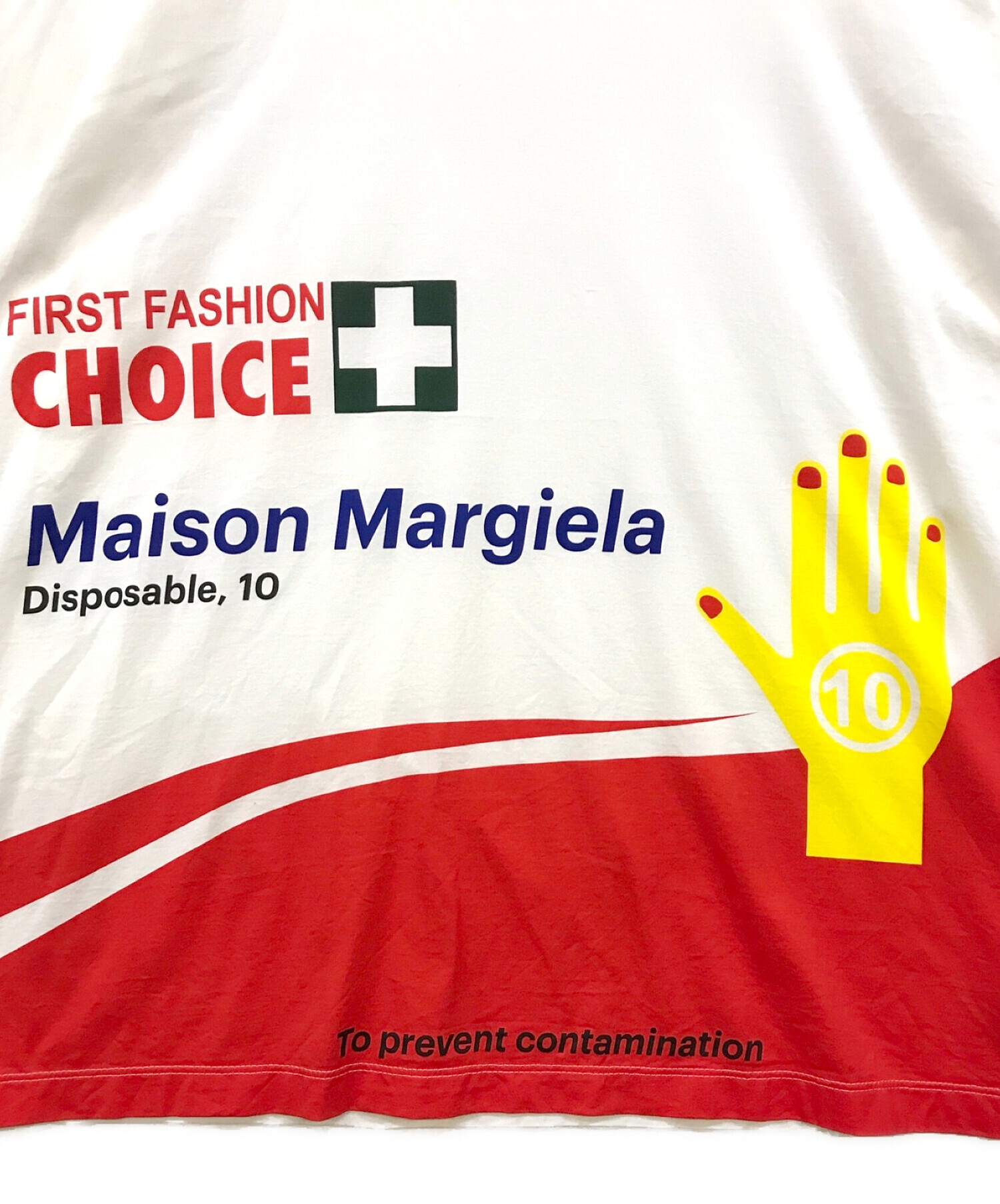 Maison Margiela (メゾンマルジェラ) FIRST FASHION CHOICE Tシャツ ホワイト×レッド サイズ:44