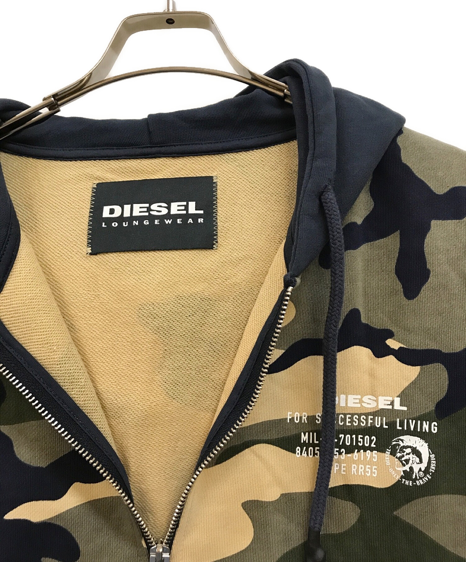 DIESEL (ディーゼル) カモフラジップパーカー カーキ サイズ:XL