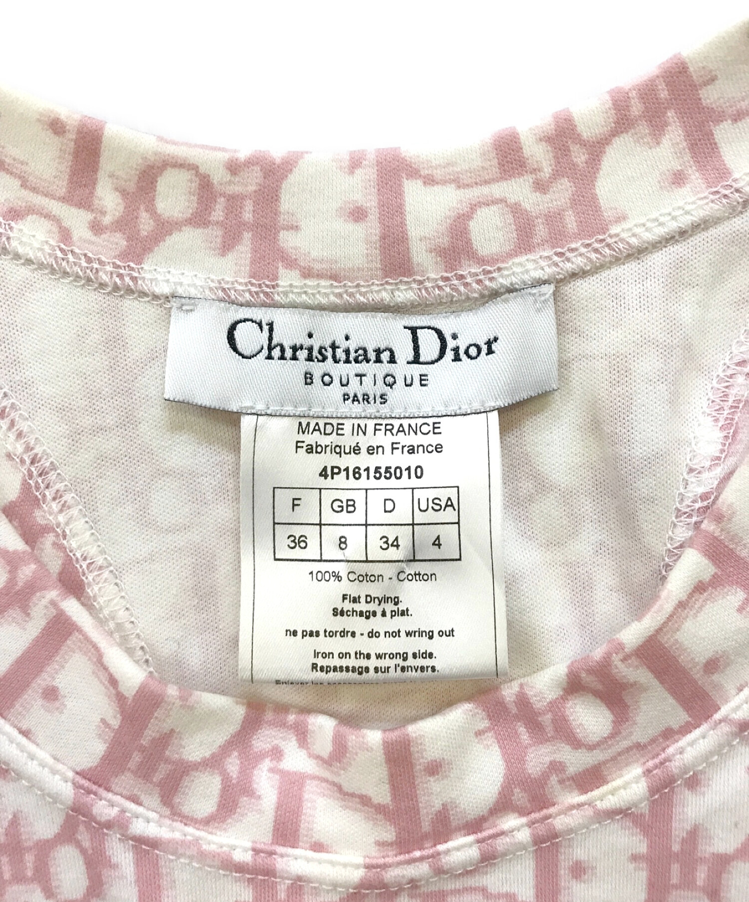 Christian Dior (クリスチャン ディオール) トロッターノースリーブカットソー ピンク サイズ:36