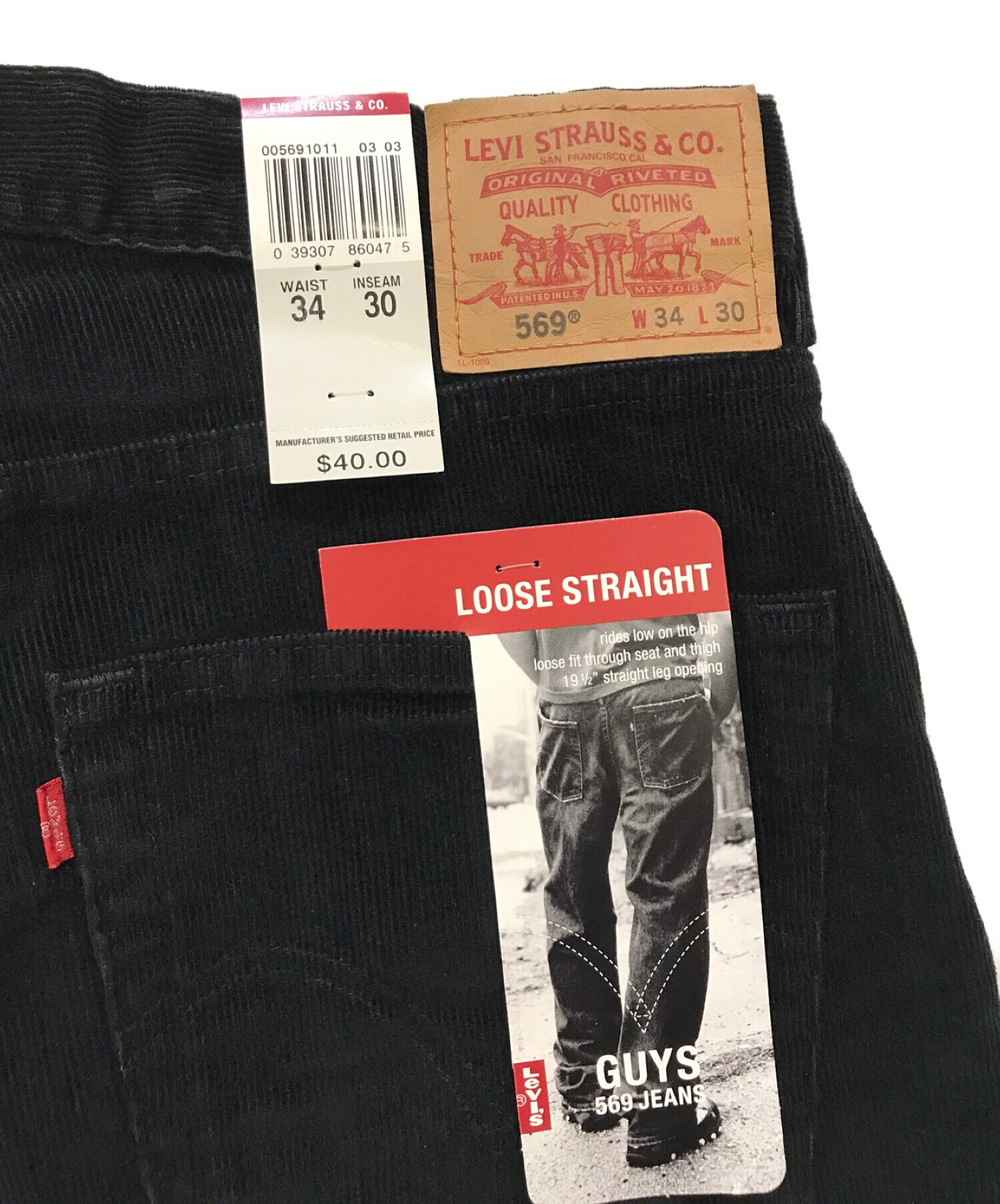 中古・古着通販】LEVI'S (リーバイス) 569コーデュロイパンツ ブラック