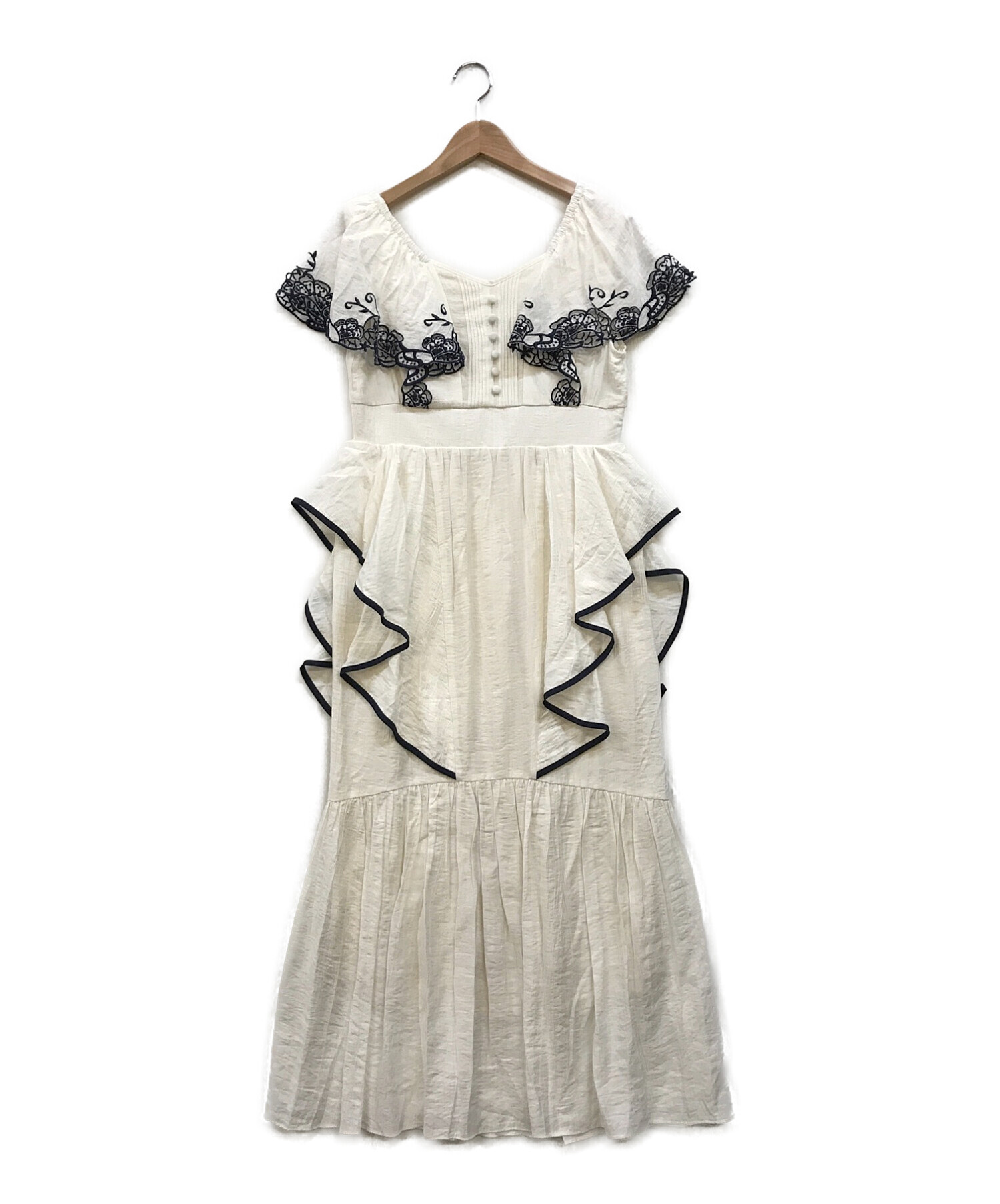 HER LIP TO (ハーリップトゥ) Cutwork Embroidery Angel Sleeve Dress ホワイト サイズ:M 未使用品