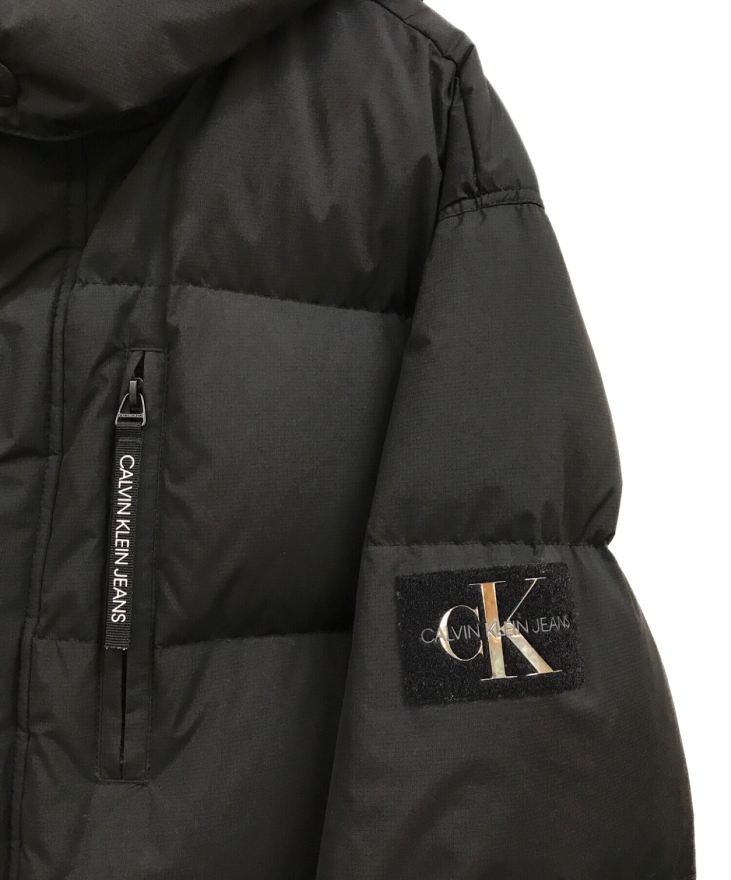 Calvin Klein Jeans (カルバンクラインジーンズ) DECHARBLE HOODIE DOWN JACKET ブラック サイズ:L