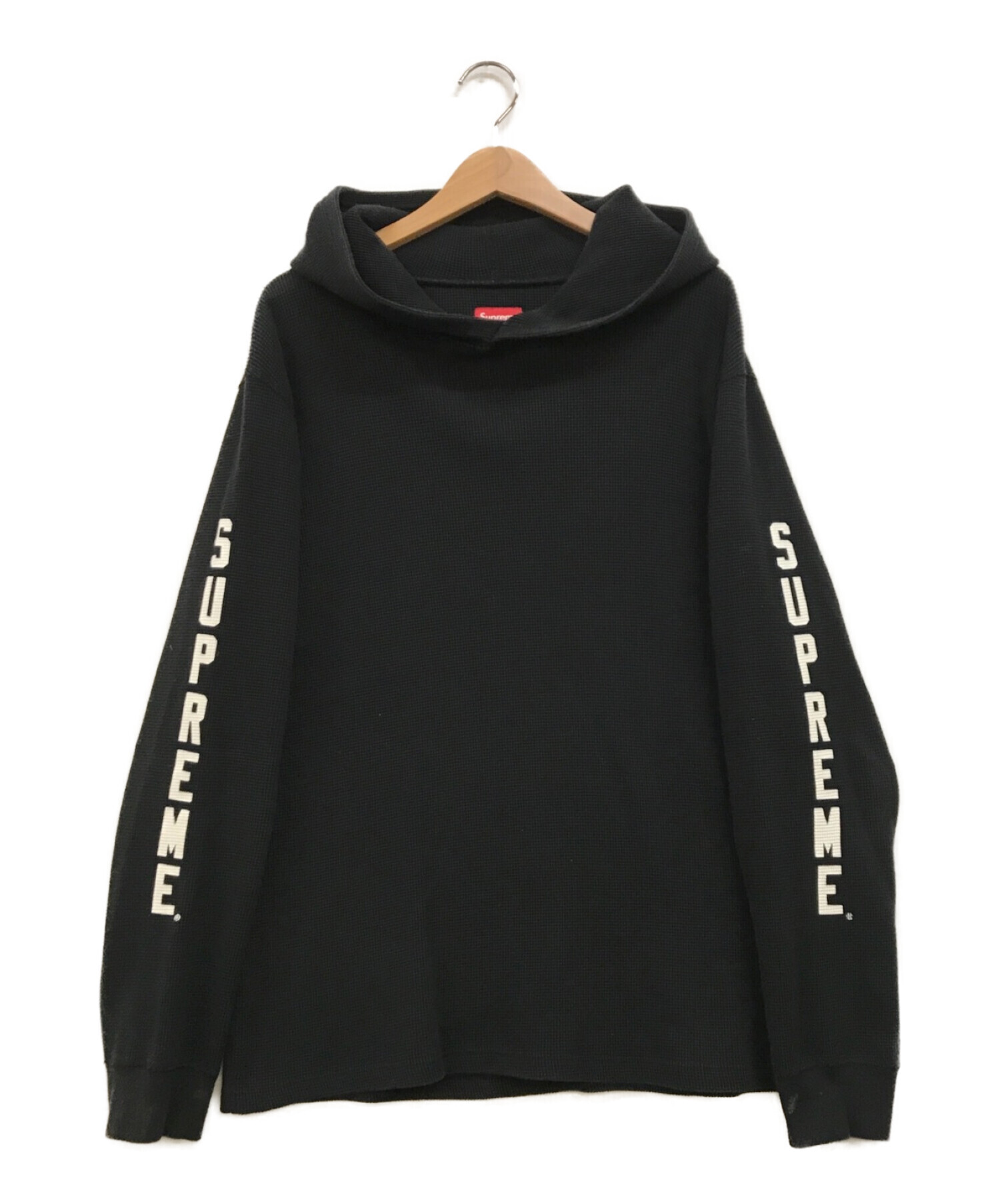 SUPREME (シュプリーム) スリーブロゴサーマルパーカー ブラック サイズ:L