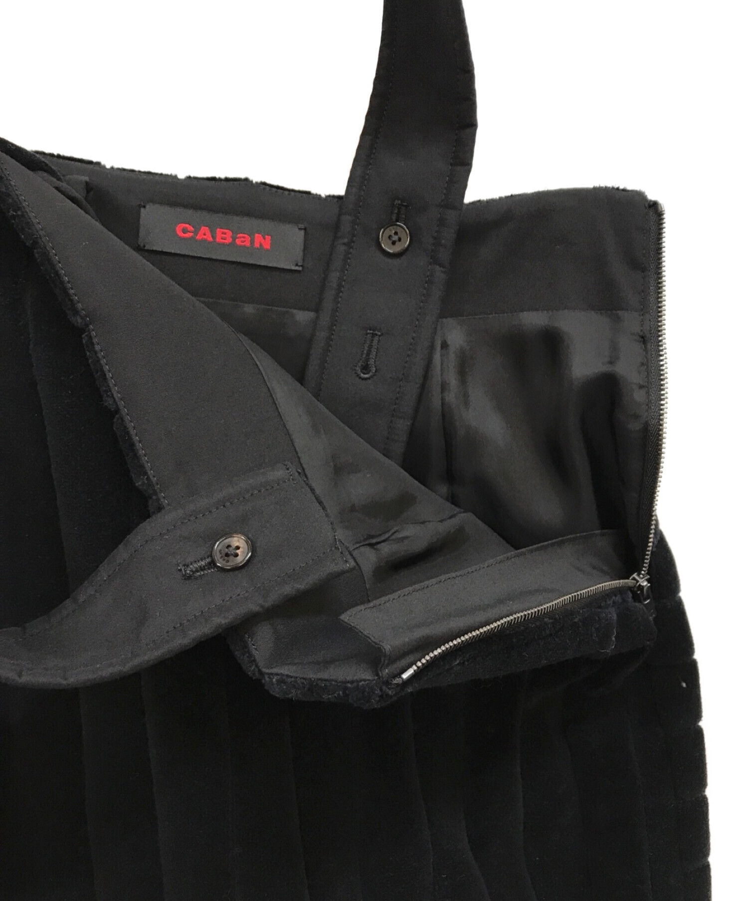 CABAN (キャバン) マキシコーデュロイ サスペンダーロングスカート ブラック サイズ:XS