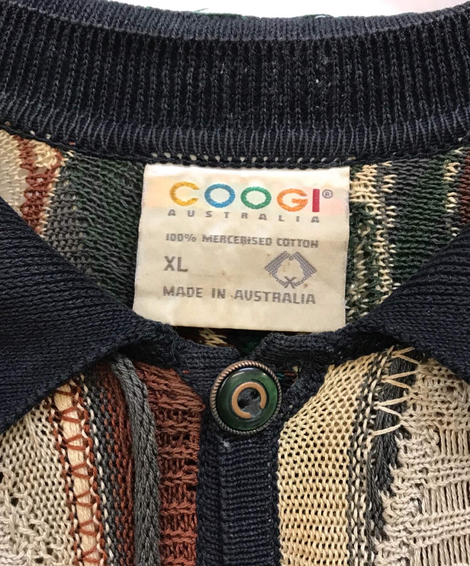 中古・古着通販】Coogi (クージー) 襟付3Dニット ネイビー×ベージュ