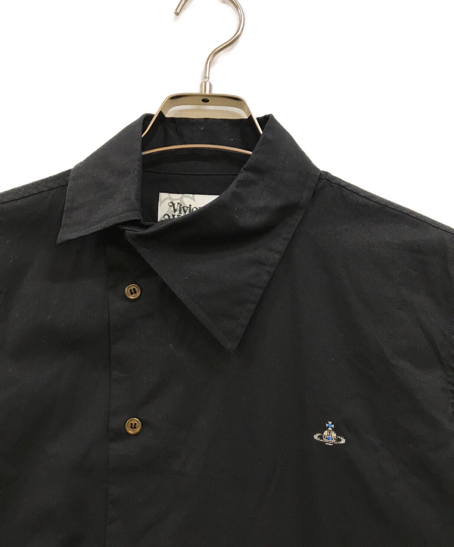 Vivienne Westwood man (ヴィヴィアン ウェストウッド マン) アシンメトリーシャツ ブラック サイズ:44