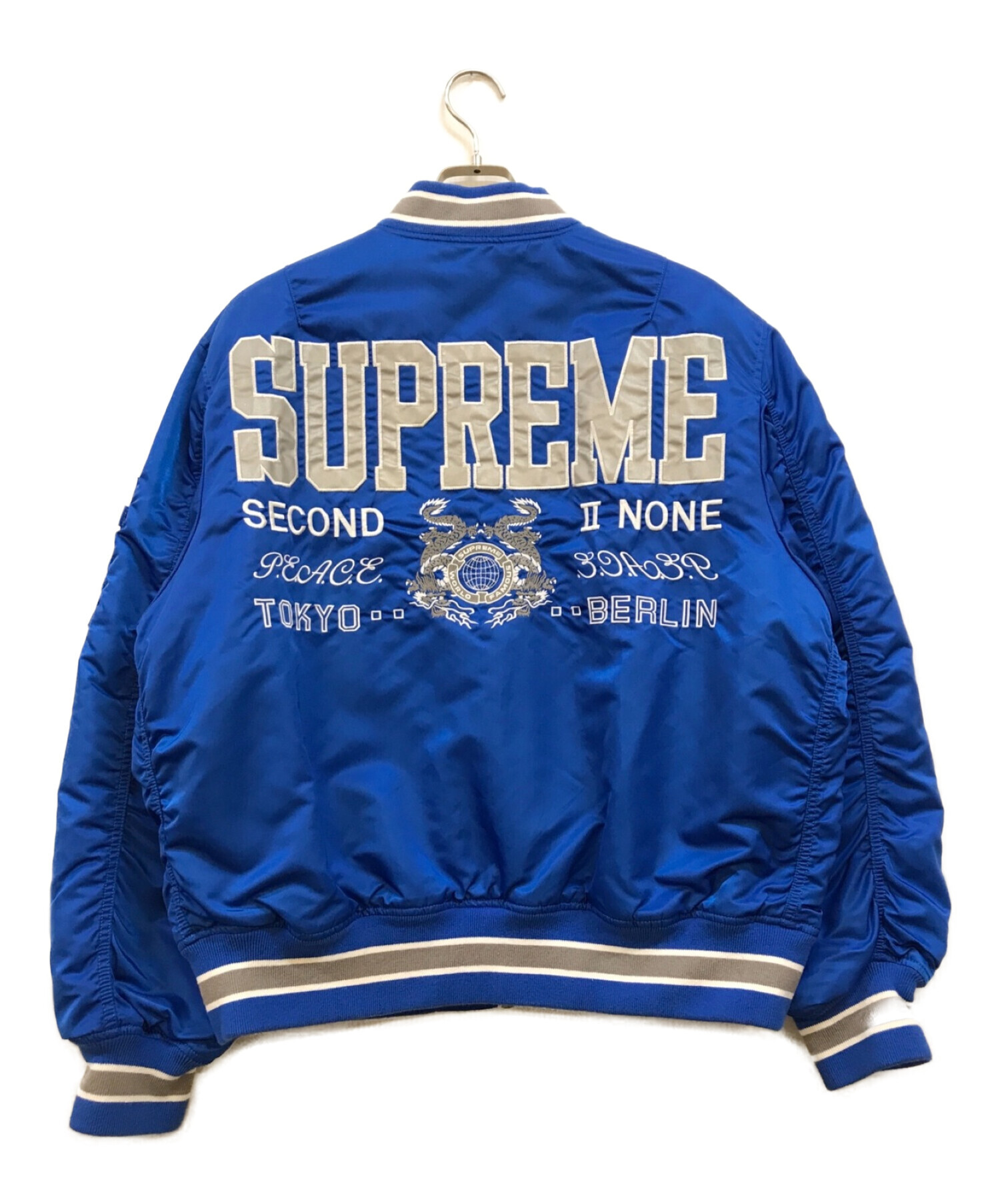 SUPREME (シュプリーム) SECOND TO NONE MA-1 JACKET ブルー サイズ:L