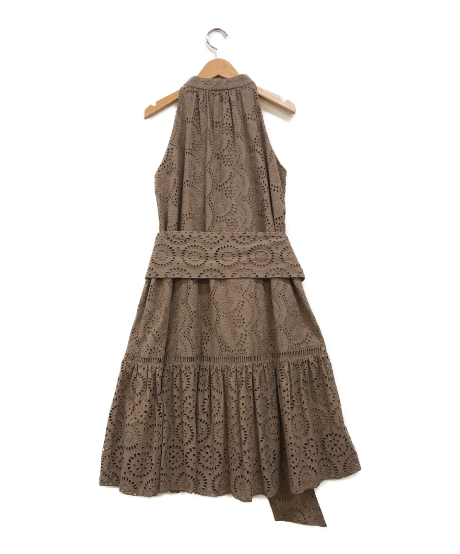 HER LIP TO (ハーリップトゥ) Lace-Trimmed Belted Dress ブラウン サイズ:M