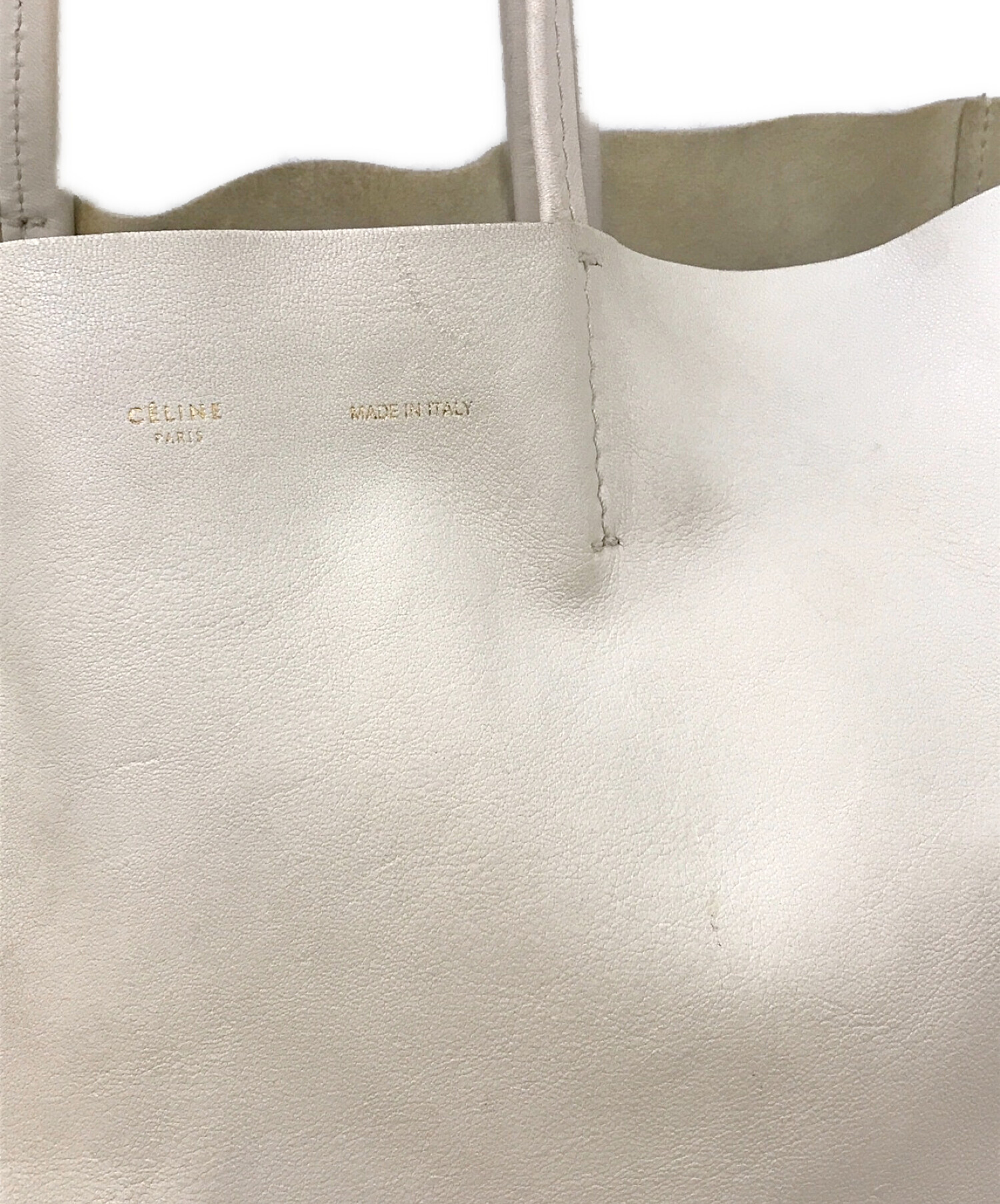 CELINE (セリーヌ) バイカラー ホリゾンタルカバ トートバッグ ホワイト×ブルー