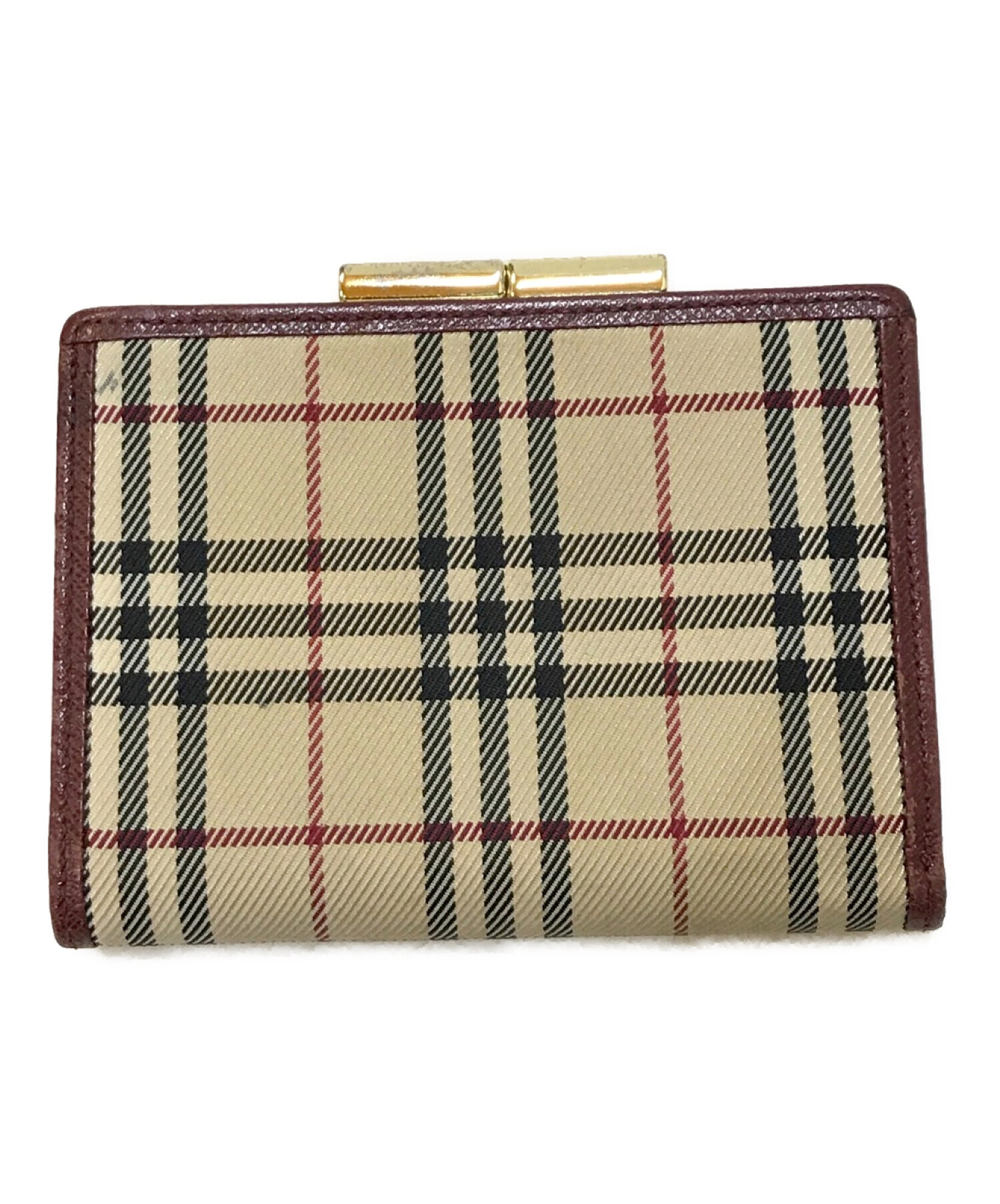 中古・古着通販】BURBERRY (バーバリー) ノバチェックがま口財布 ベージュ×レッド｜ブランド・古着通販 トレファク公式【TREFAC  FASHION】スマホサイト