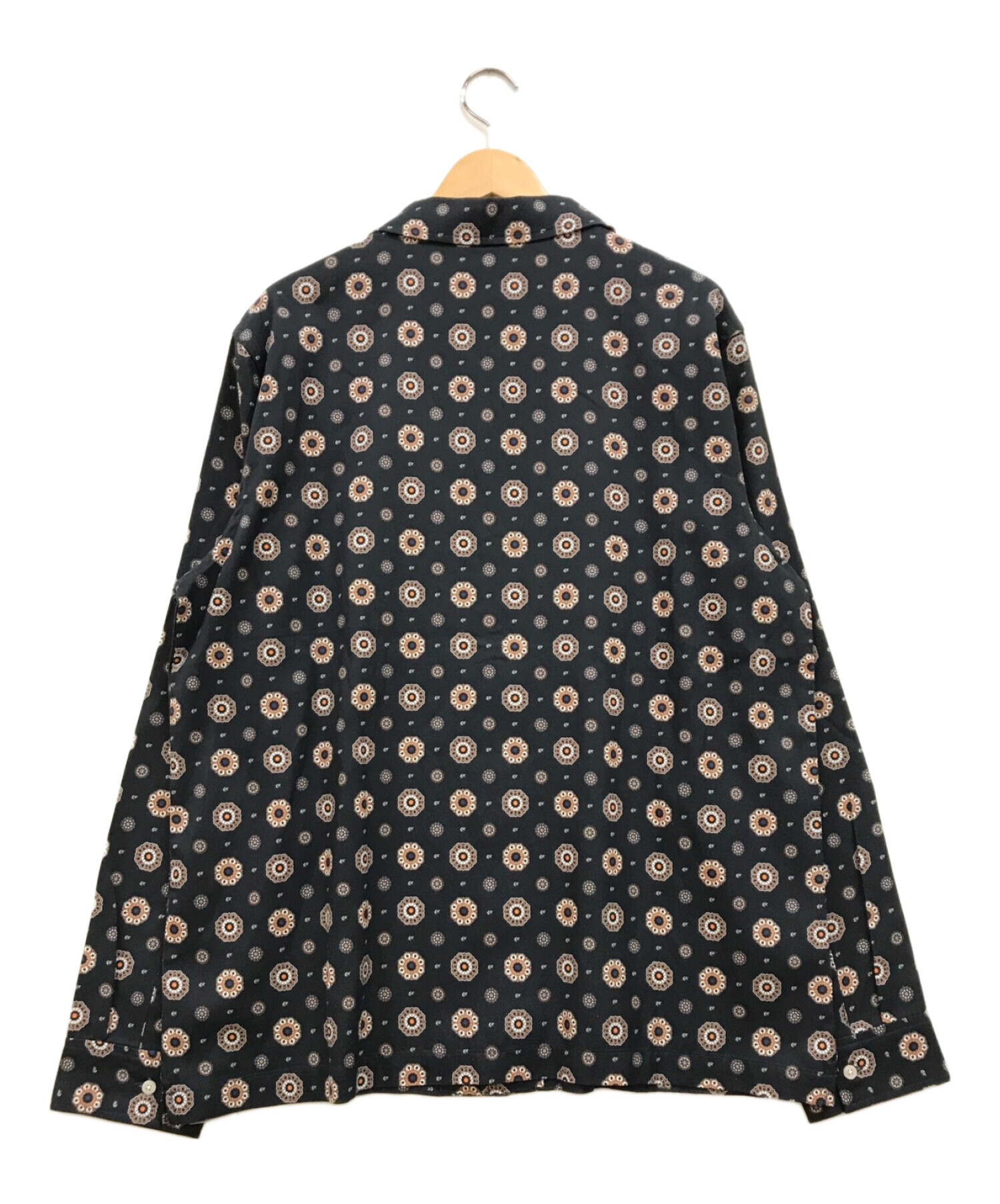 KITH (キス) L/S Thompson Printed Camp Collar Silk Cotton Shirt ネイビー サイズ:L