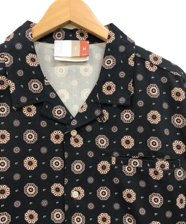 KITH (キス) L/S Thompson Printed Camp Collar Silk Cotton Shirt ネイビー サイズ:L