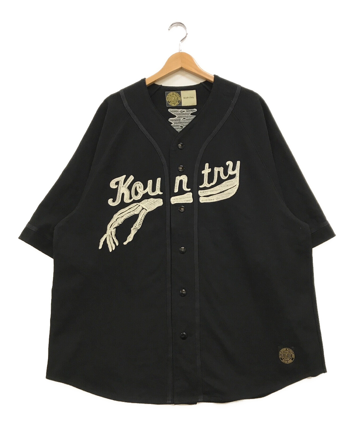 KAPITAL (キャピタル) 16/-Densed Jersey Baseball Shirt 度詰め天竺ベースボールシャツ ブラック  サイズ:4(XL)