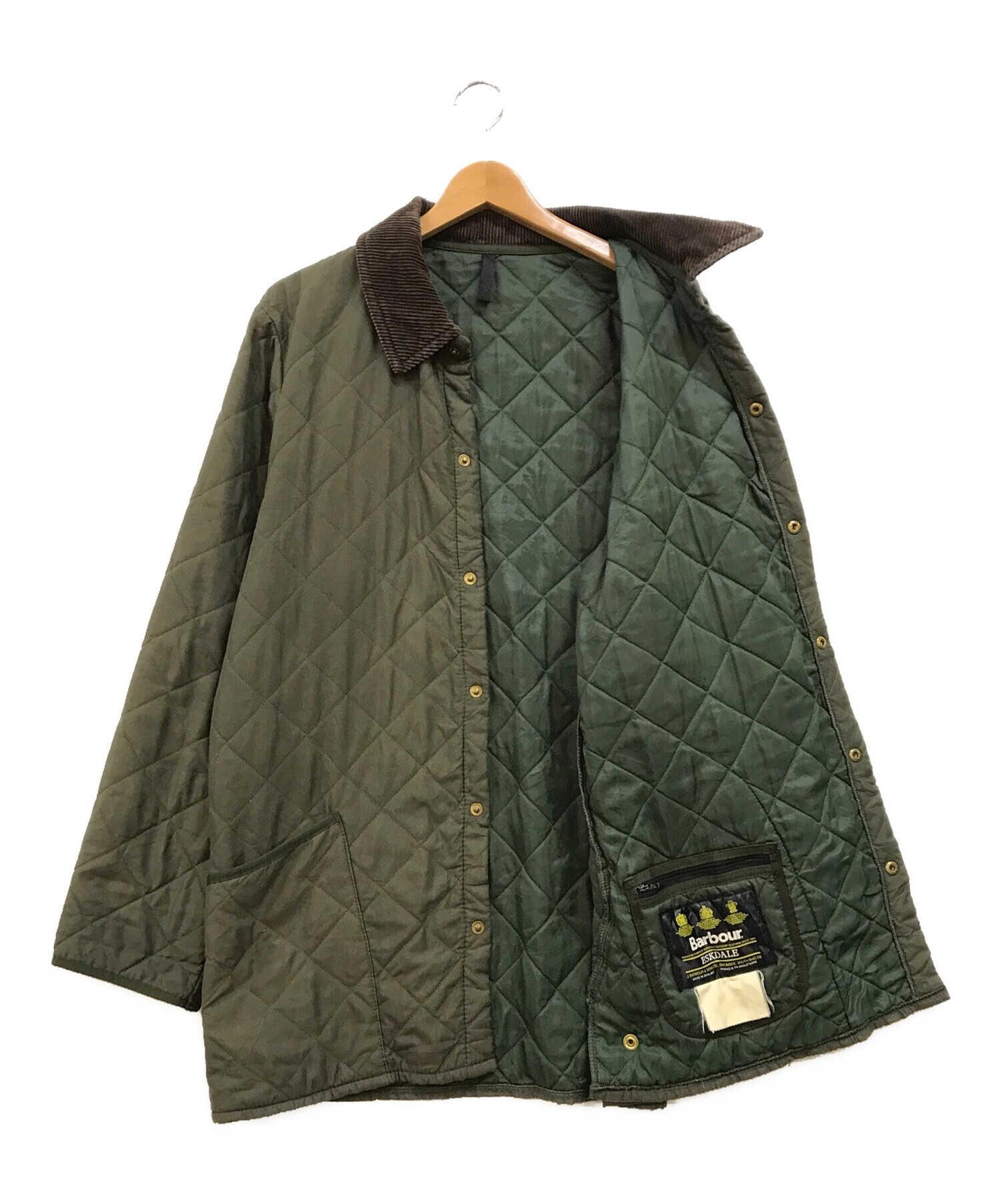 Barbour (バブアー) ESKDALE キルティングジャケット グリーン×ブラウン サイズ:下記参照