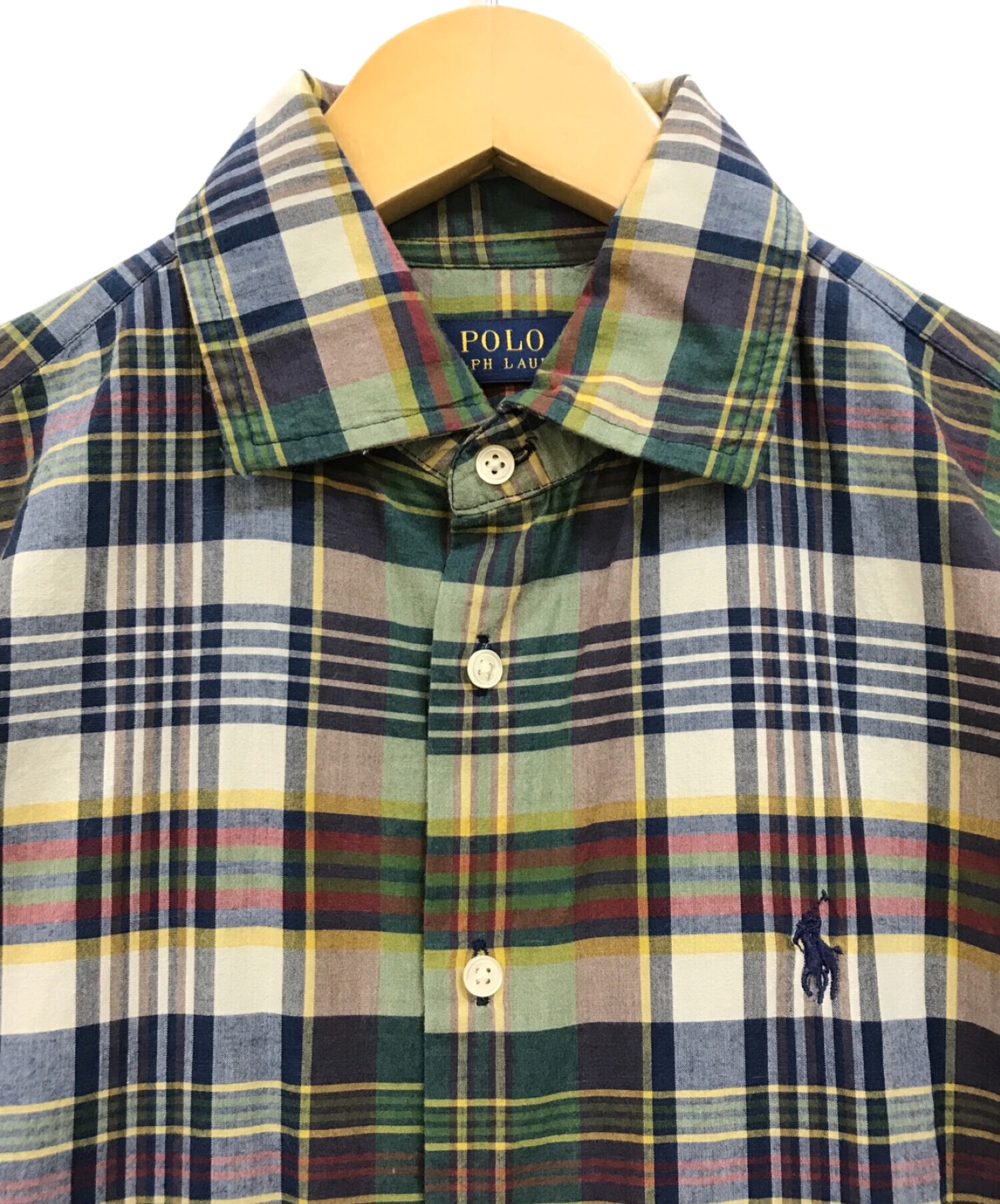 中古・古着通販】POLO RALPH LAUREN (ポロ・ラルフローレン) チェックシャツワンピース グリーン×ネイビー  サイズ:4｜ブランド・古着通販 トレファク公式【TREFAC FASHION】スマホサイト