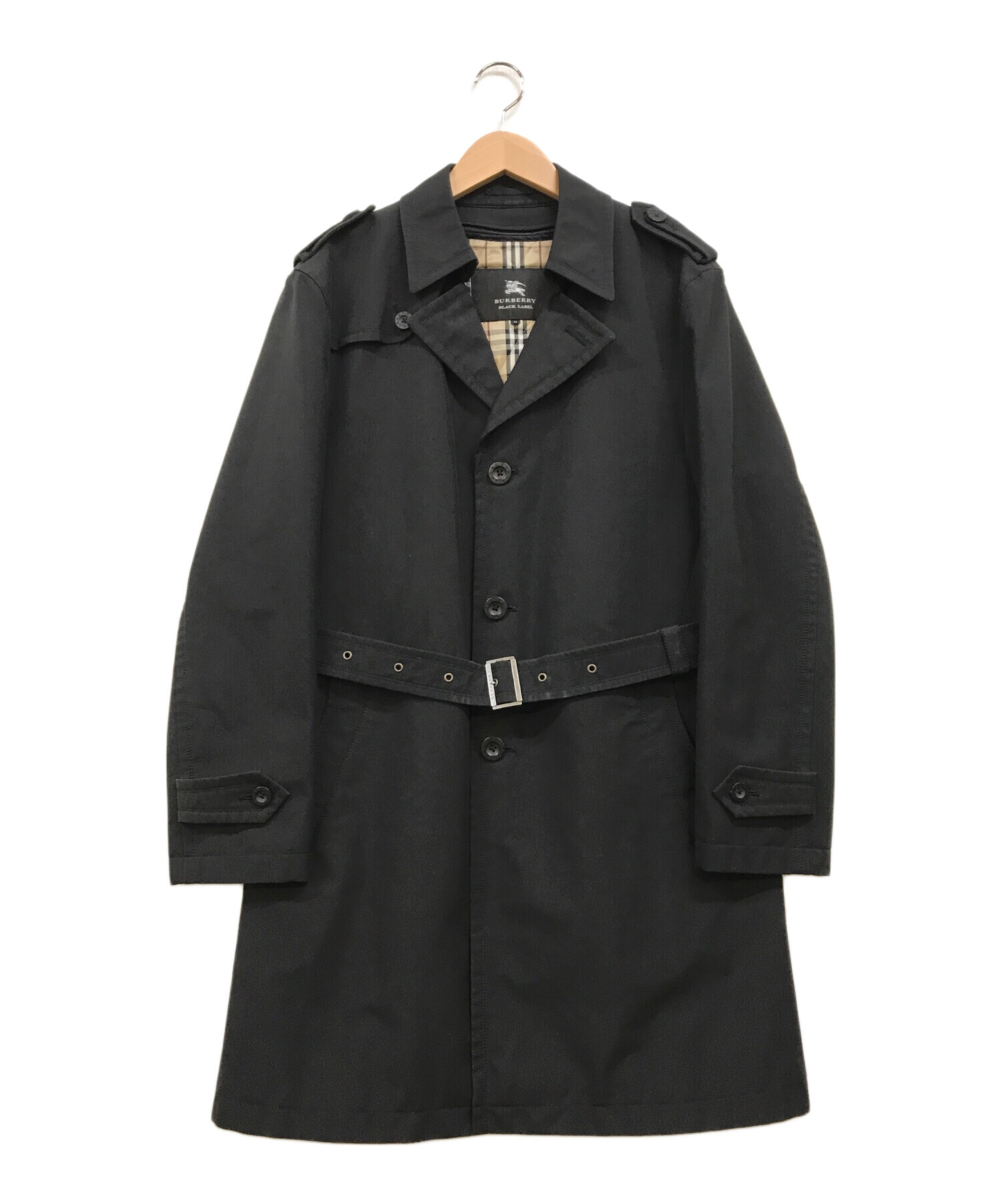 中古・古着通販】BURBERRY BLACK LABEL (バーバリーブラックレーベル) ノバチェックライナー付シングルトレンチコート ブラック  サイズ:下記参照｜ブランド・古着通販 トレファク公式【TREFAC FASHION】スマホサイト