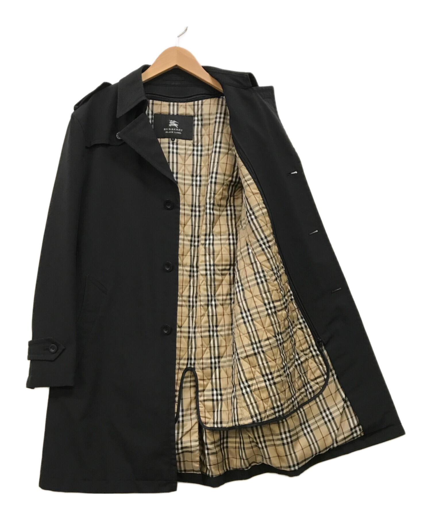 中古・古着通販】BURBERRY BLACK LABEL (バーバリーブラックレーベル) ノバチェックライナー付シングルトレンチコート ブラック  サイズ:下記参照｜ブランド・古着通販 トレファク公式【TREFAC FASHION】スマホサイト