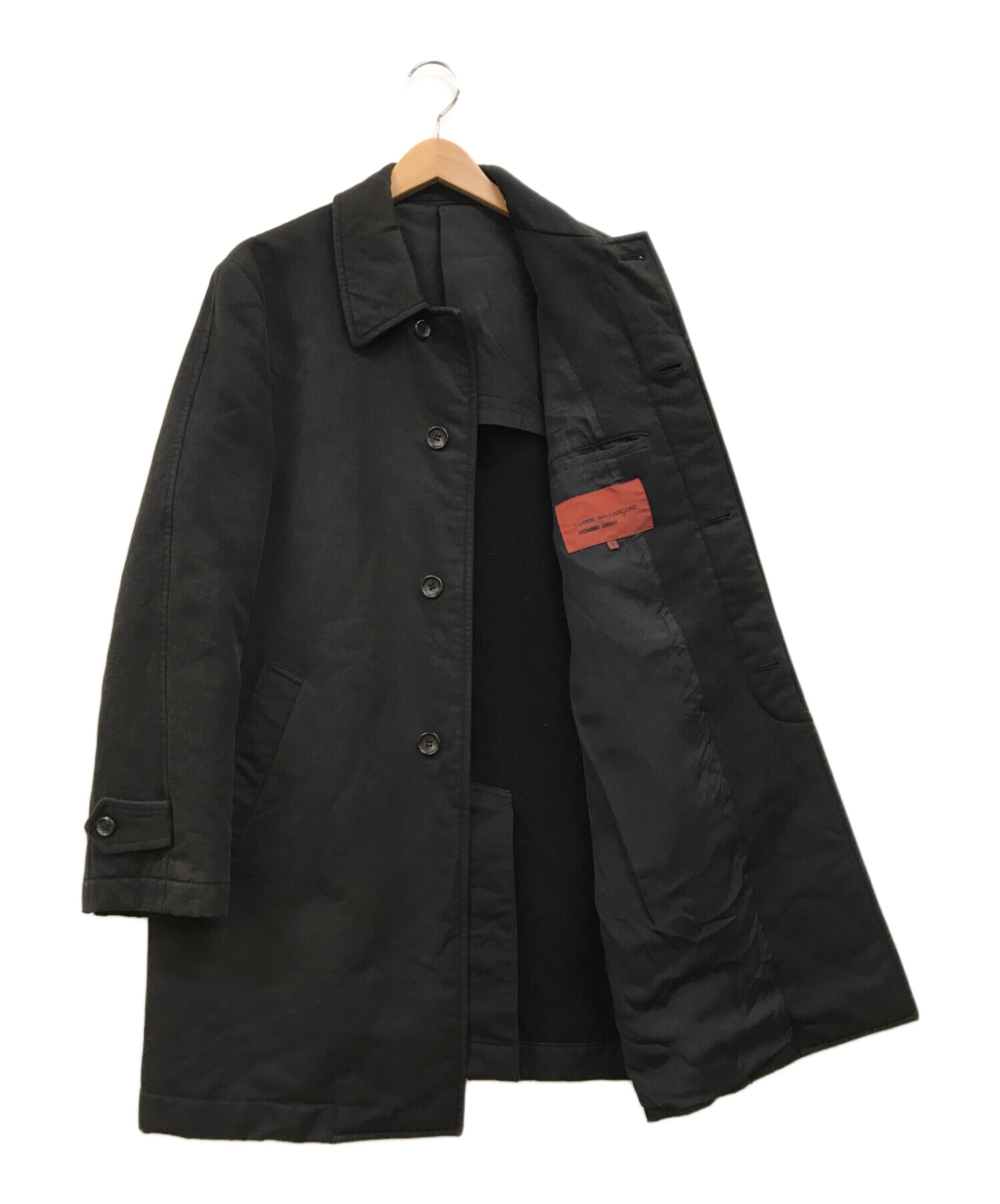 中古・古着通販】COMME des GARCONS HOMME DEUX (コムデギャルソン オム ドゥ) コットンウールステンカラーコート ブラック  サイズ:M｜ブランド・古着通販 トレファク公式【TREFAC FASHION】スマホサイト