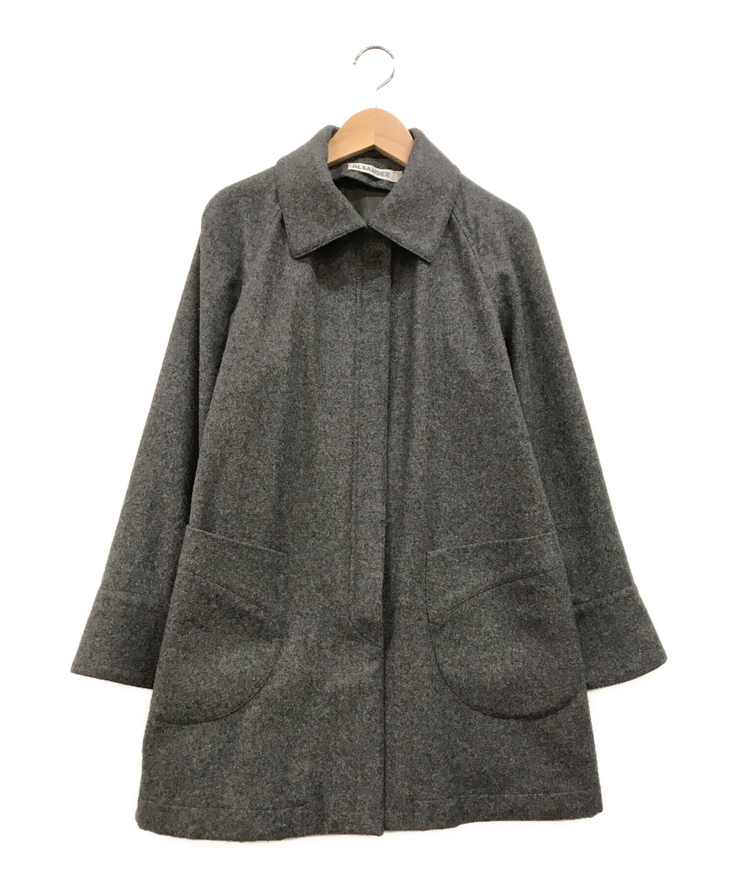 JIL SANDER (ジルサンダー) ウールアンゴラジップアップコート グレー サイズ:34