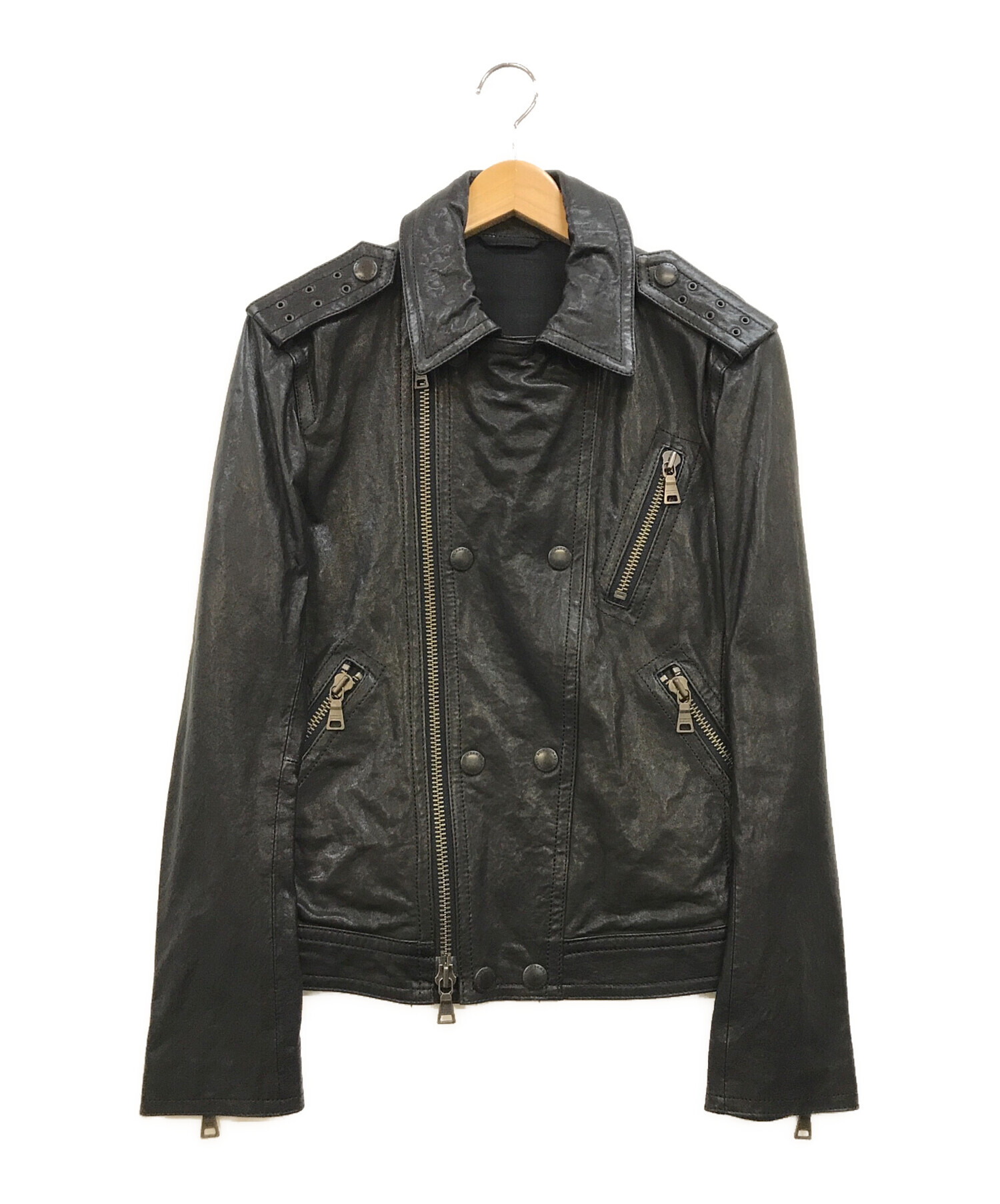 中古・古着通販】BURBERRY BLACK LABEL (バーバリーブラックレーベル) レザーダブルライダースジャケット ブラック  サイズ:M｜ブランド・古着通販 トレファク公式【TREFAC FASHION】スマホサイト