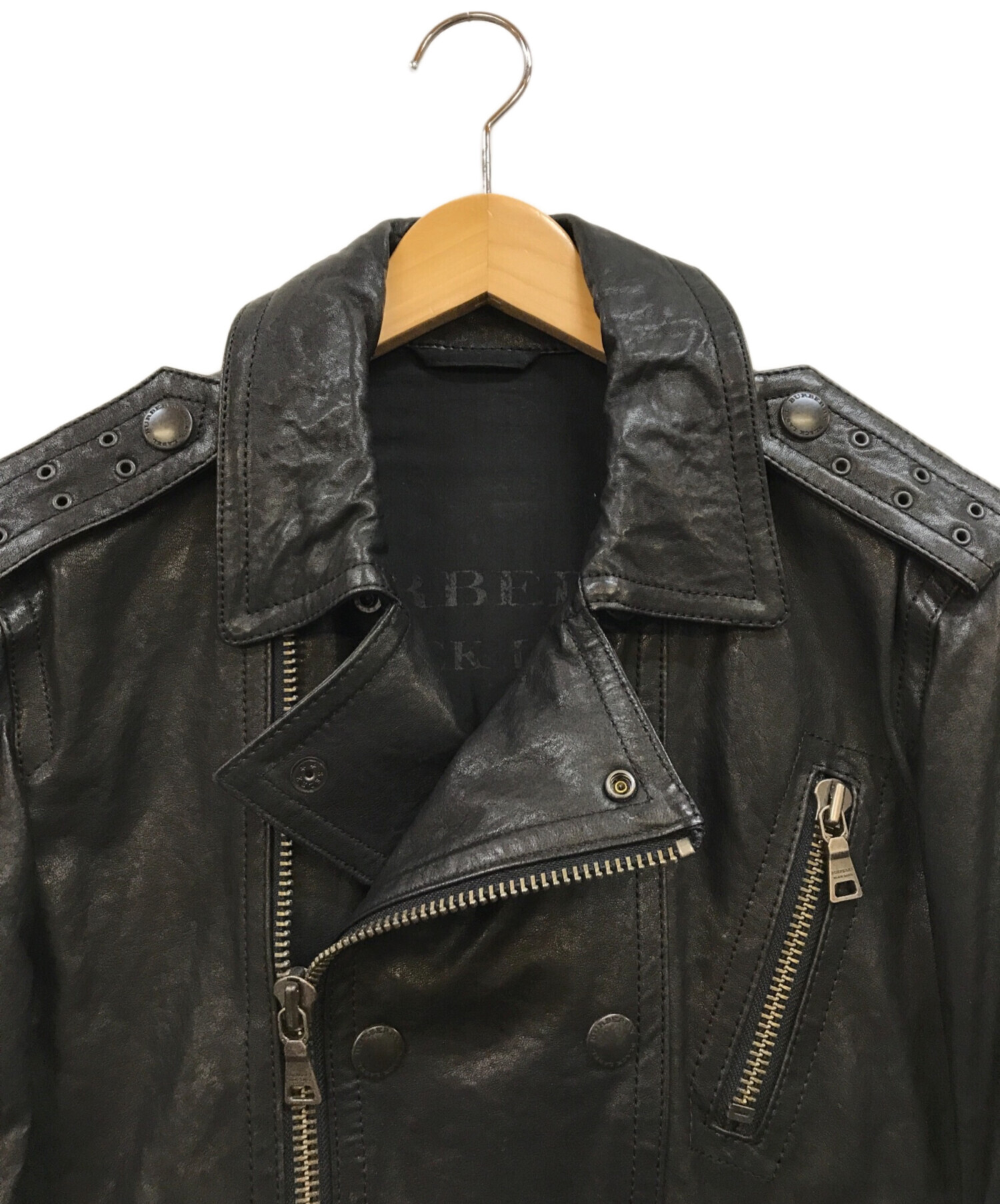 中古・古着通販】BURBERRY BLACK LABEL (バーバリーブラックレーベル) レザーダブルライダースジャケット ブラック  サイズ:M｜ブランド・古着通販 トレファク公式【TREFAC FASHION】スマホサイト