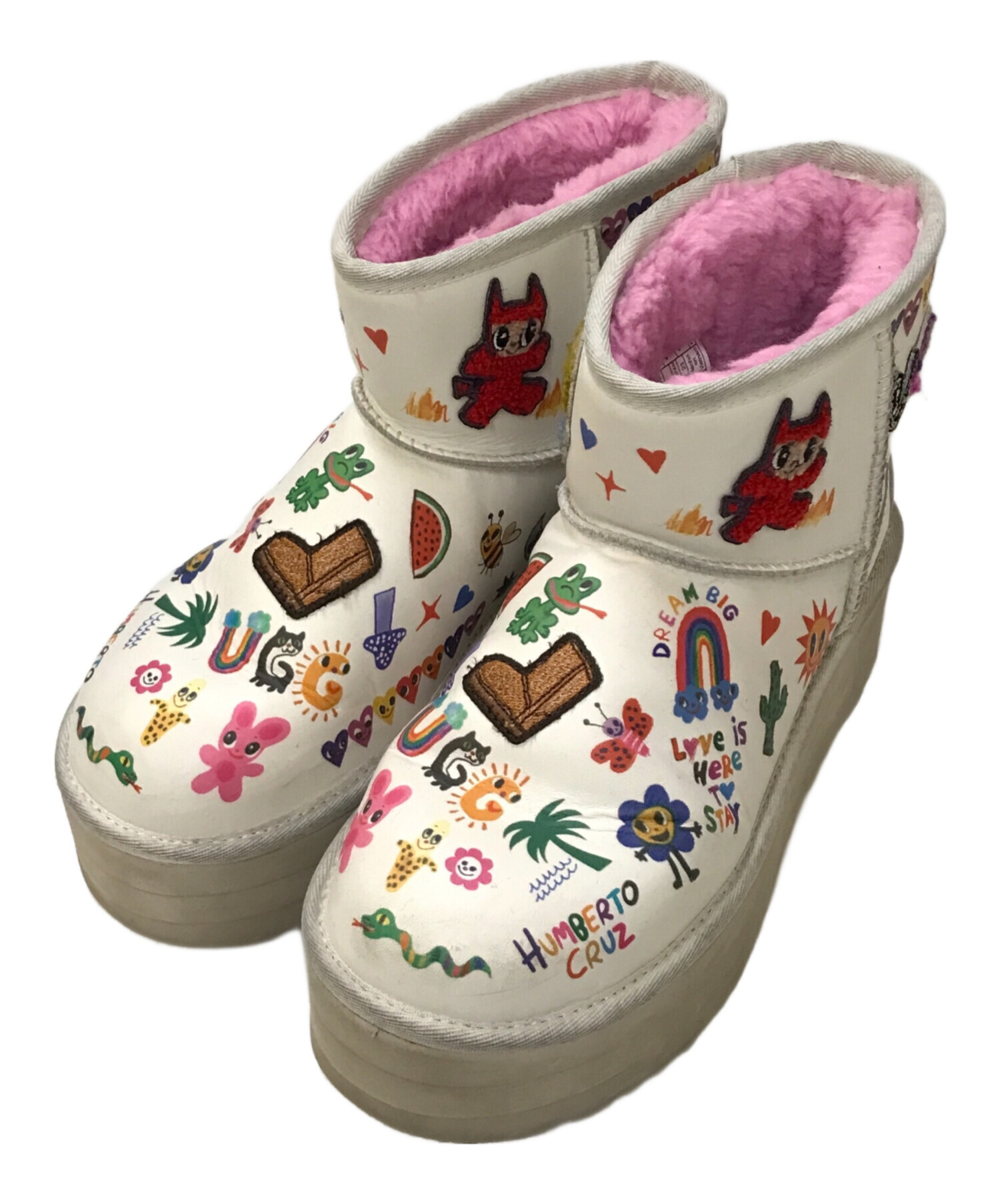 中古・古着通販】UGG (アグ) Classic Platform Pop Sketch ホワイト×ピンク サイズ:23｜ブランド・古着通販  トレファク公式【TREFAC FASHION】スマホサイト