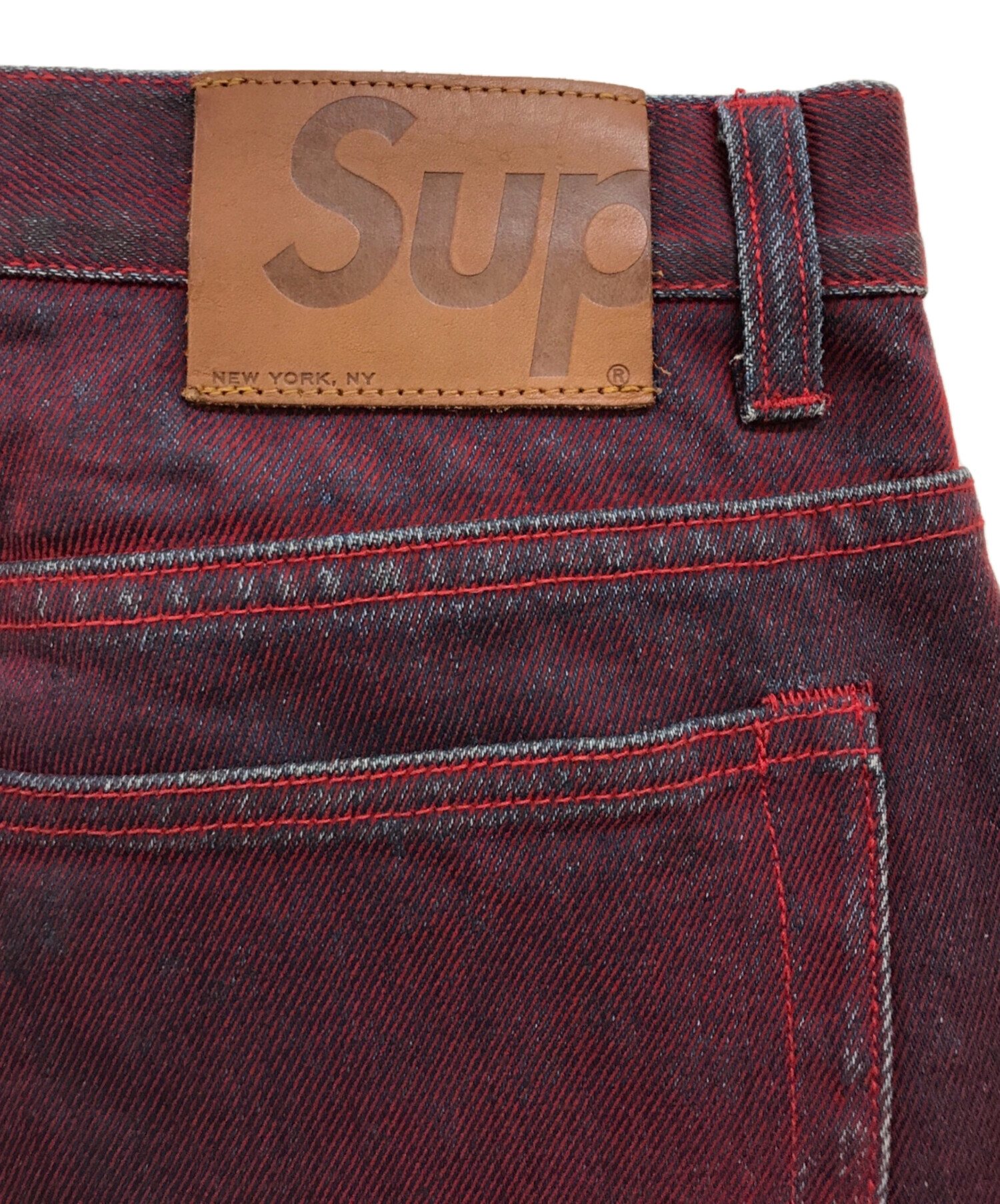 中古・古着通販】SUPREME (シュプリーム) Flocked Denim Regular Jean レッド サイズ:34｜ブランド・古着通販  トレファク公式【TREFAC FASHION】スマホサイト