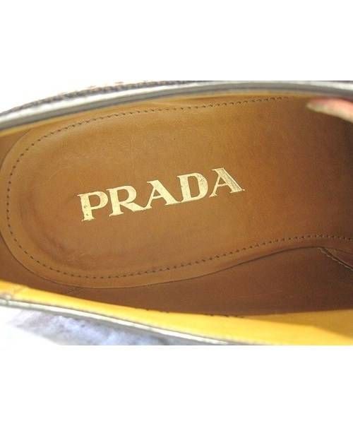 純正直売PRADA プラダ ウイングチップ レザー ブラウン 2EG015 UK7.5 靴