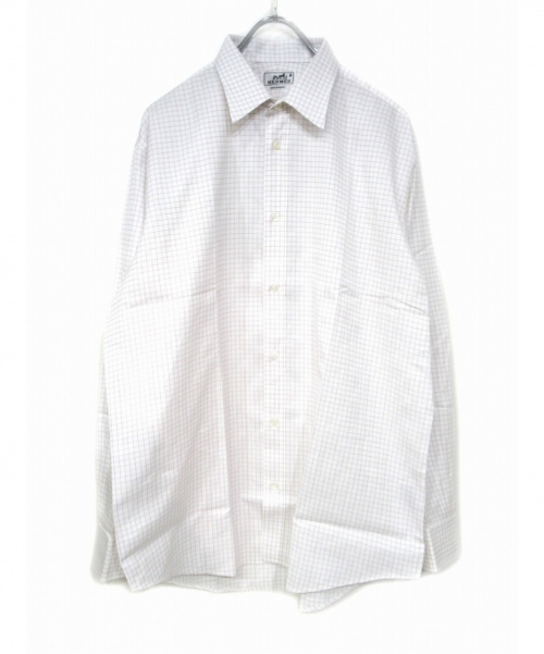 HERMES エルメス ドレスシャツ 40(L位) 水色x白(ストライプ)