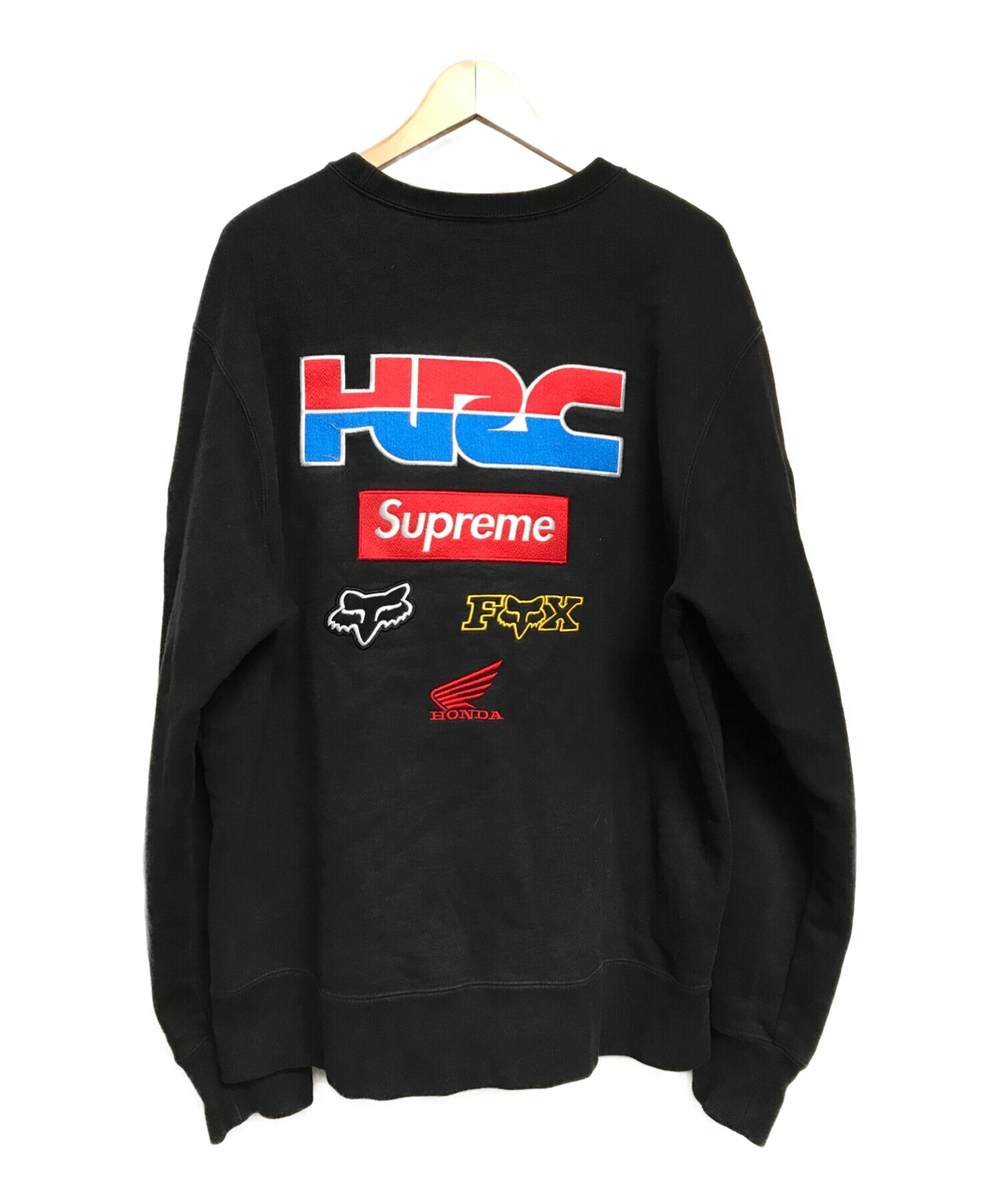 SUPREME × HONDA × FOX RACING (シュプリーム × ホンダ × フォックスレーシング) Racing Crewneck  ブラック サイズ:L