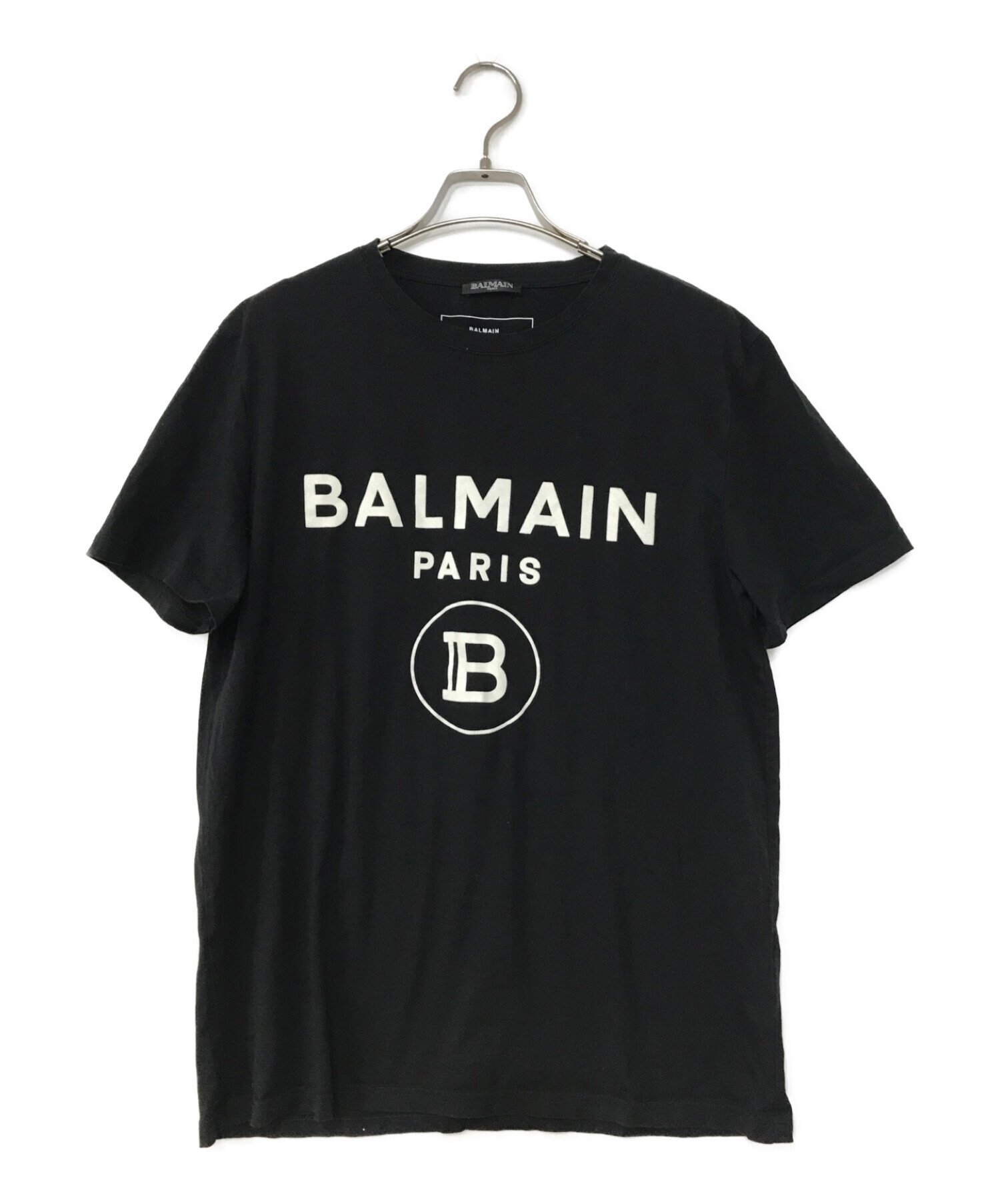 中古・古着通販】BALMAIN (バルマン) ロゴTシャツ ブラック サイズ:L