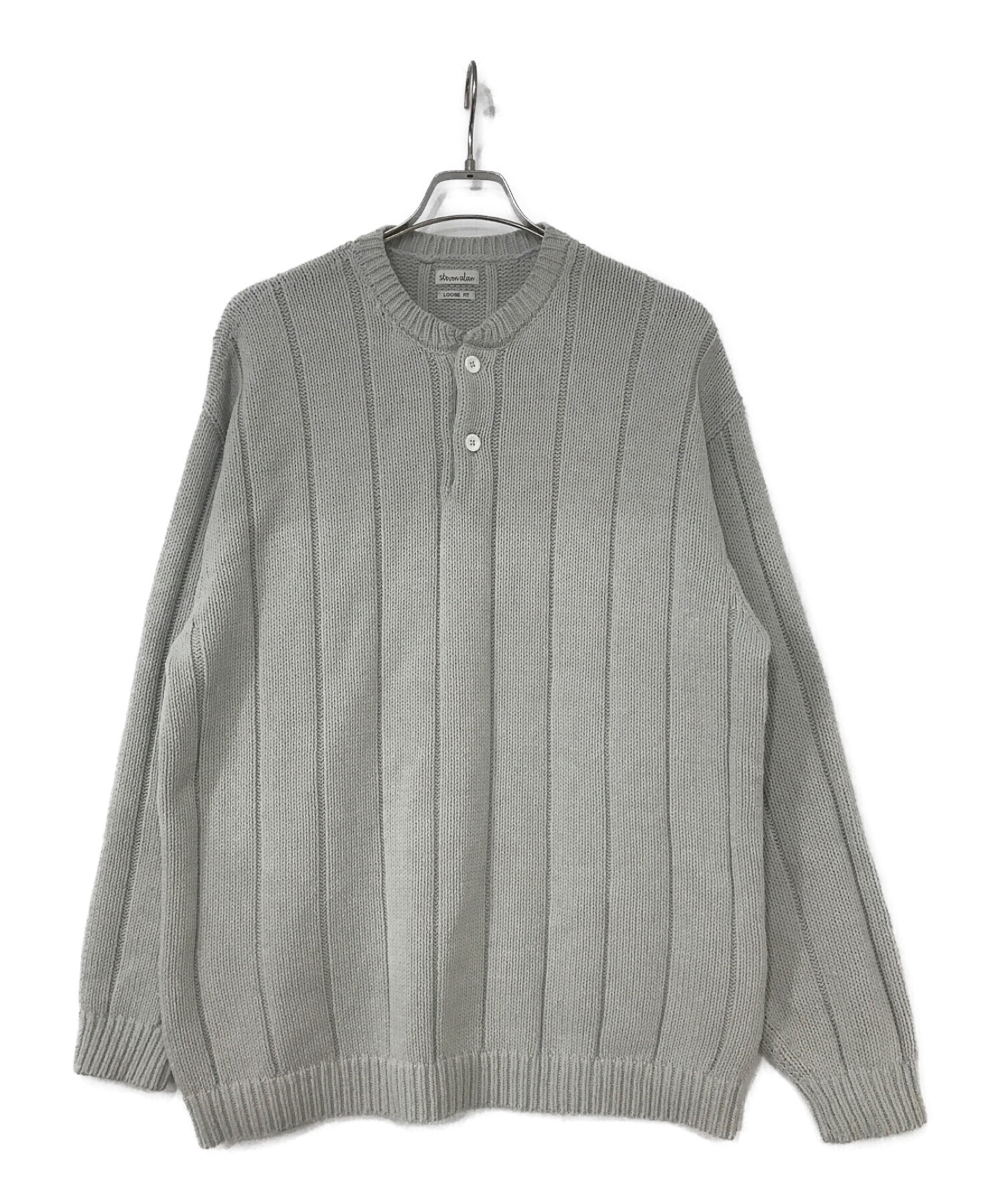 中古・古着通販】STEVEN ALAN (スティーブンアラン) BALLOON CTN WIDE/RIB HENLEY NECK SWEATER  グレー サイズ:L｜ブランド・古着通販 トレファク公式【TREFAC FASHION】スマホサイト