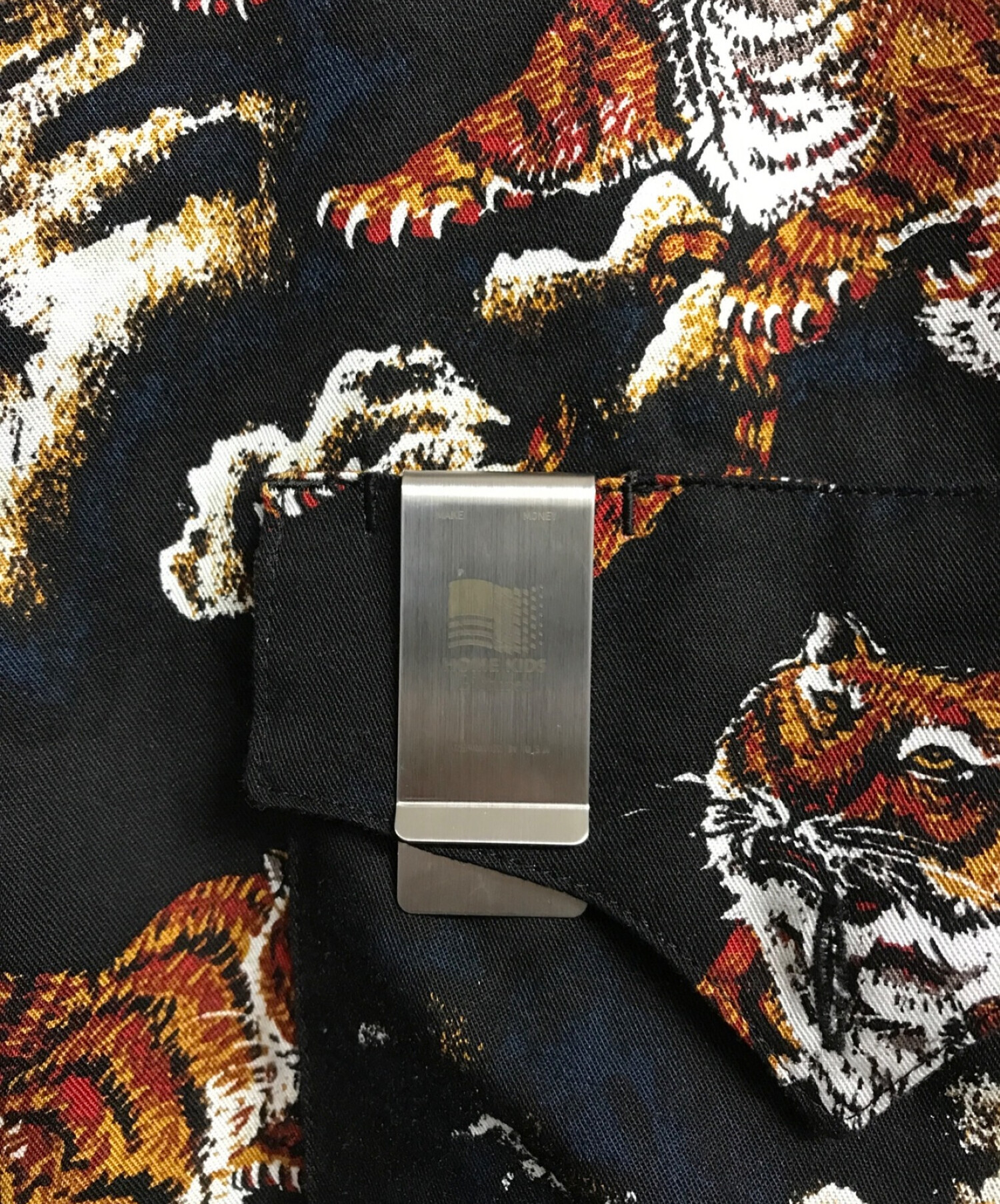 DAIRIKU (ダイリク) Tiger L-S Shirt with Money Clip ブラック×レッド サイズ:L