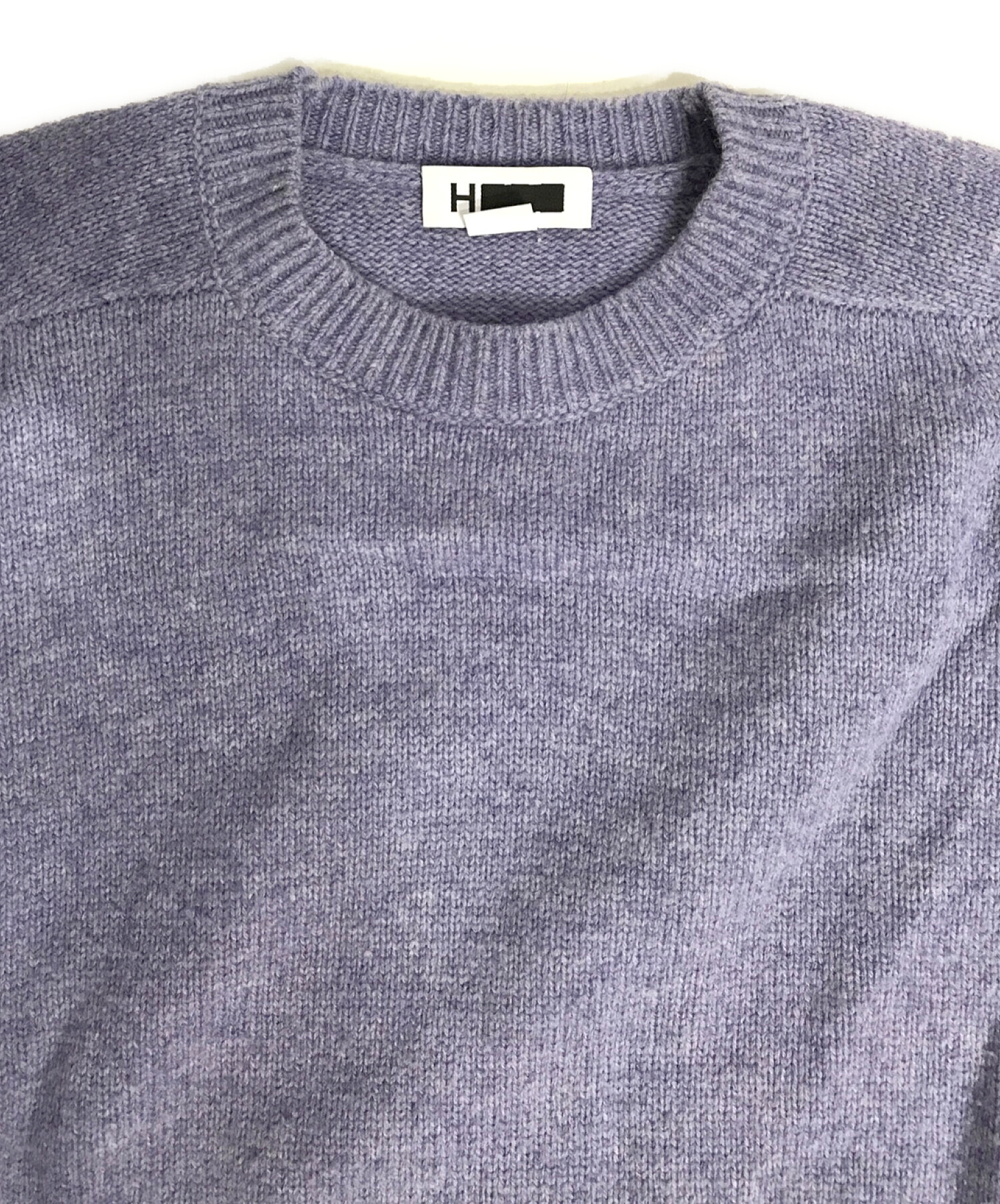 H BEAUTY&YOUTH (エイチ ビューティアンドユース) 5GAUGE CLASSIC WOOL BALLOON CREW NECK KNIT  パープル サイズ:M