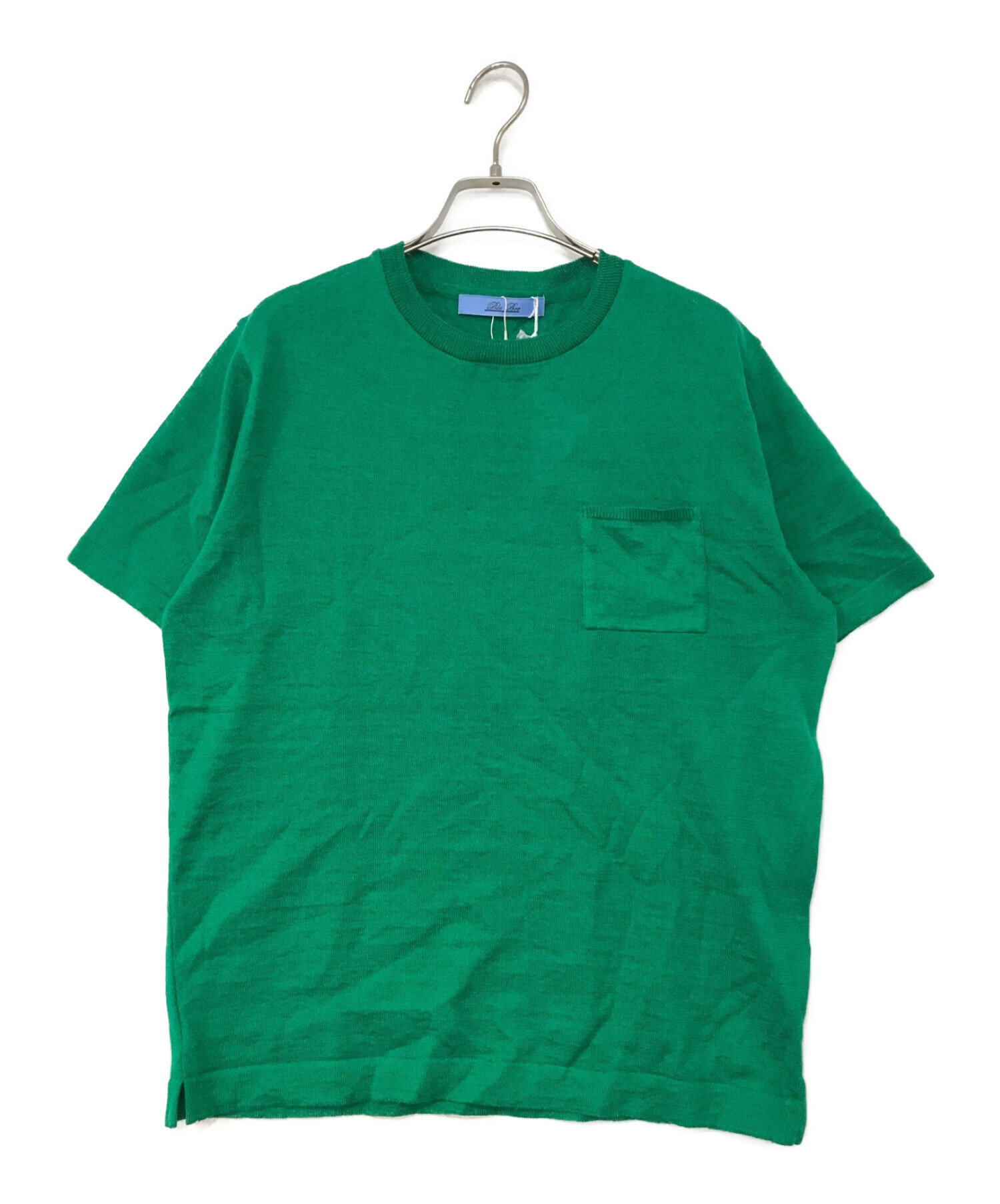 Blu Bre (ブルブレ) リネンコットン クルーネック ニット Tシャツ グリーン サイズ:M 未使用品