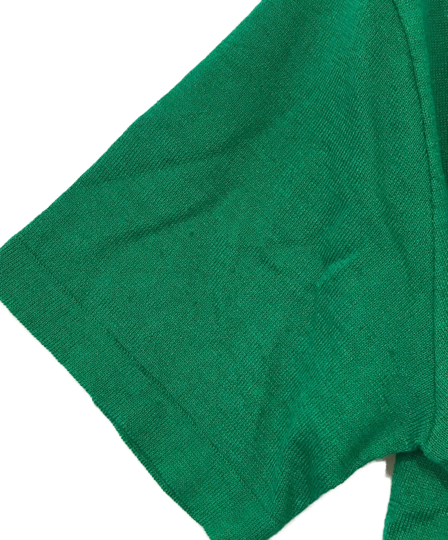 Blu Bre (ブルブレ) リネンコットン クルーネック ニット Tシャツ グリーン サイズ:M 未使用品