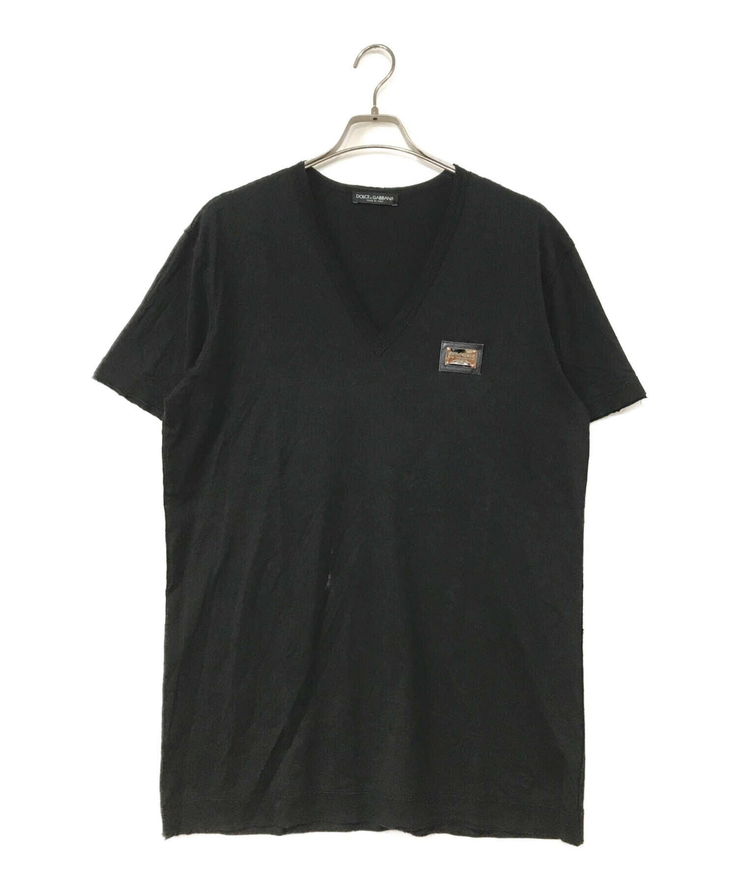 DOLCE & GABBANA (ドルチェ＆ガッバーナ) VネックTシャツ ブラック サイズ:52