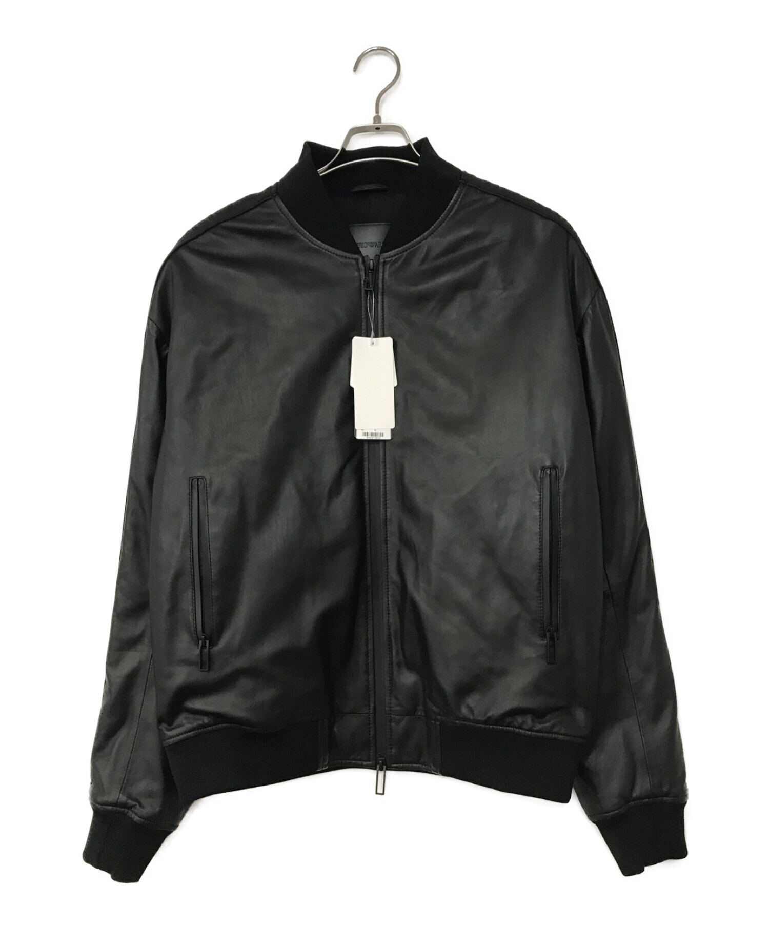 EMPORIO ARMANI (エンポリオアルマーニ) レザージャケット ブラック サイズ:52