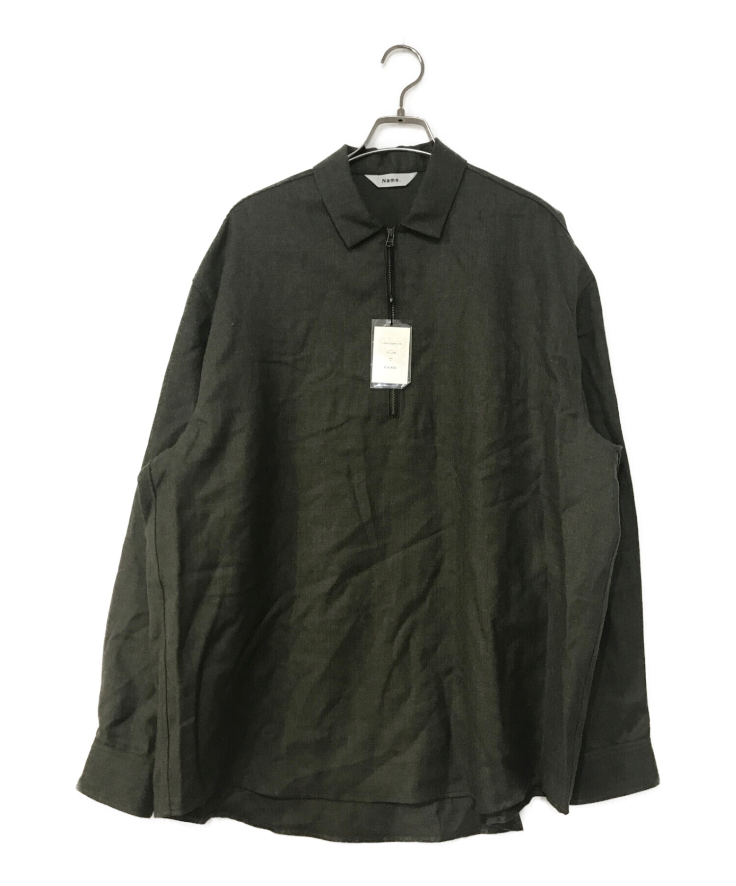 中古・古着通販】Name. (ネーム) WOOL HALF ZIP SHIRT オリーブ サイズ