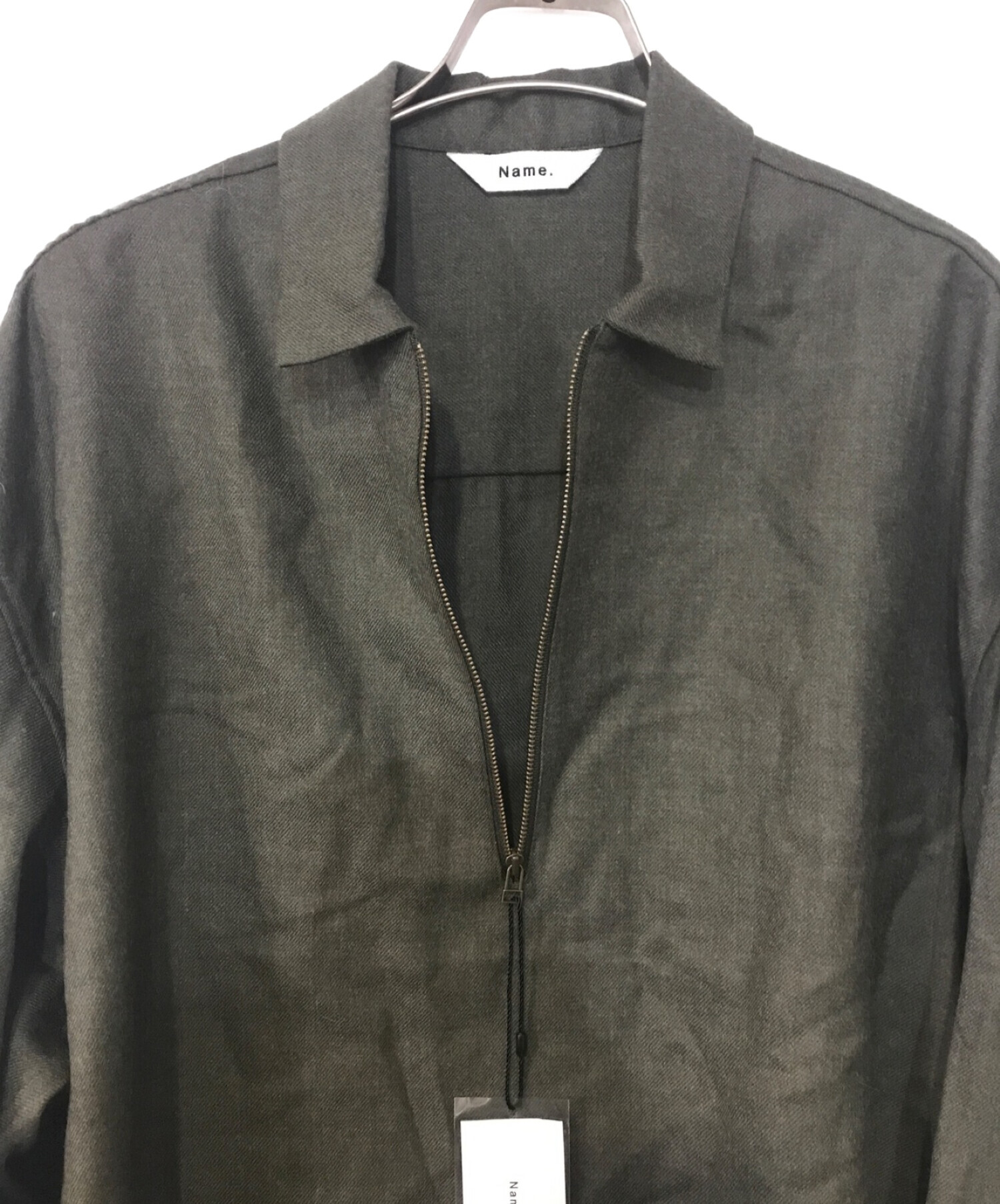 中古・古着通販】Name. (ネーム) WOOL HALF ZIP SHIRT オリーブ サイズ