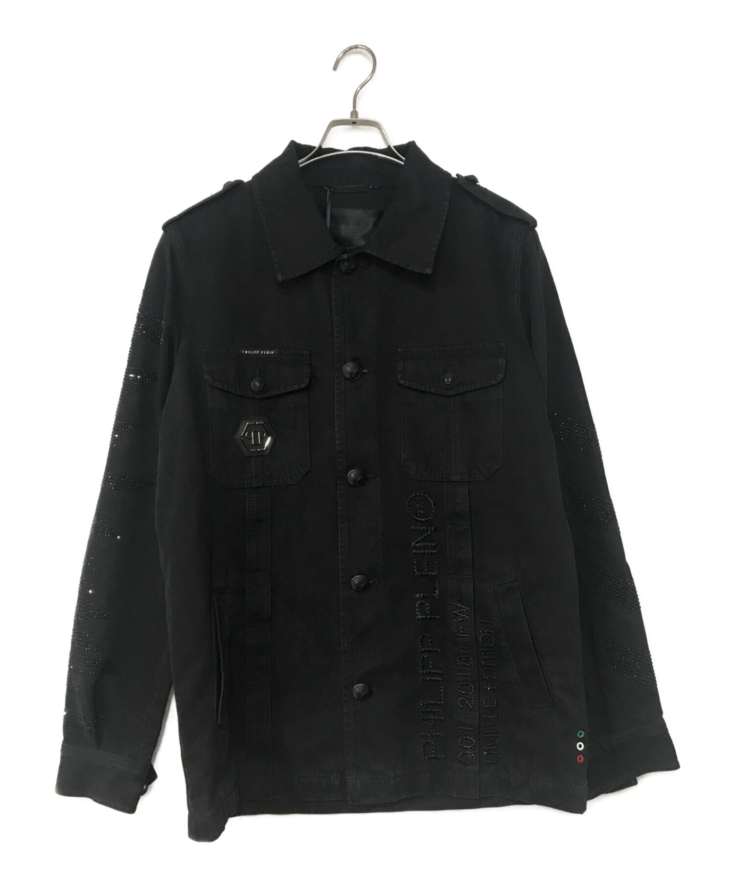 PHILIPP PLEIN HOMME (フィリップレインオム) デニムジャケット ブラック サイズ:L
