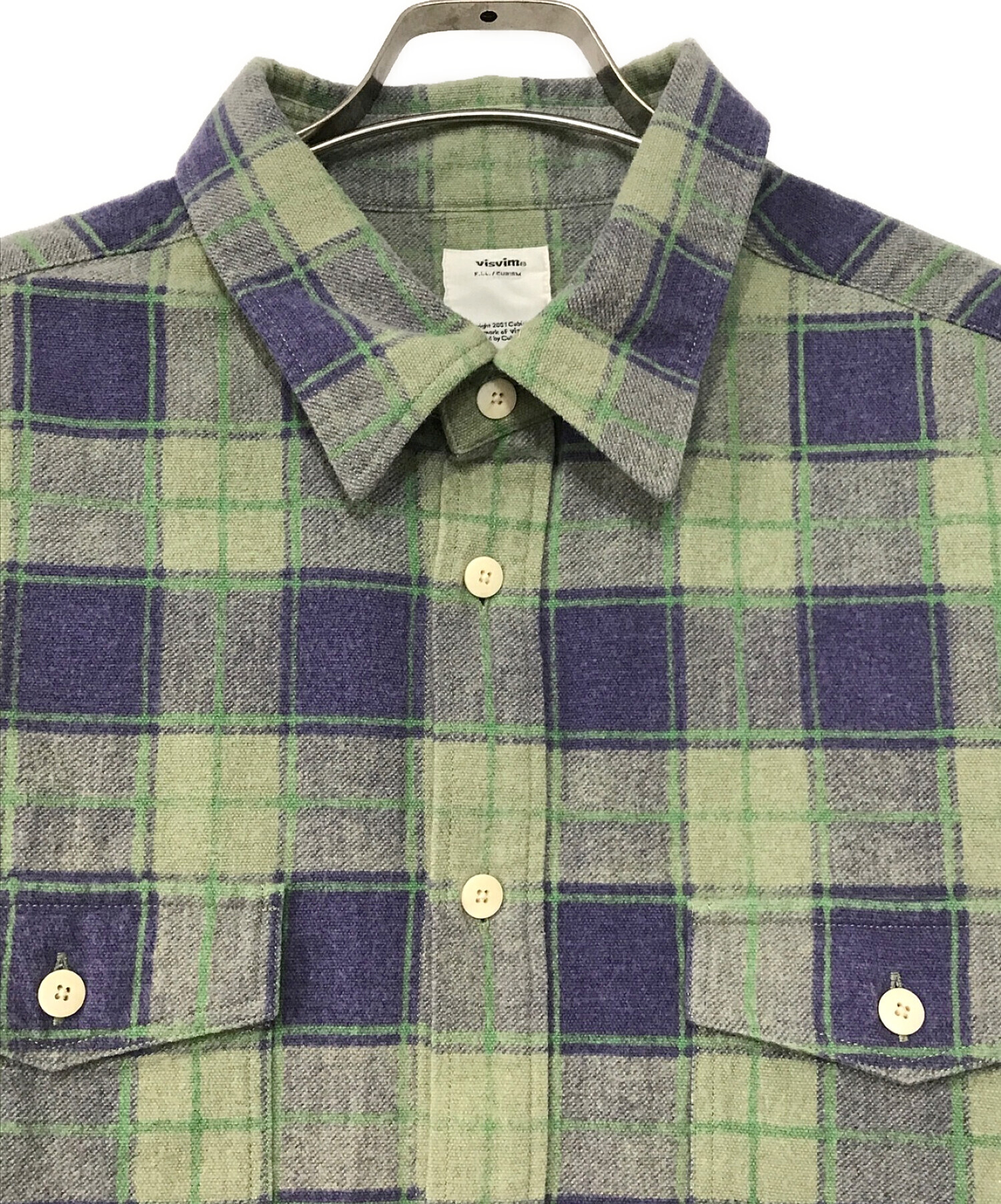 VISVIM (ビズビム) PIONEER KHADI CHECK SHIRT 黄緑 サイズ:3