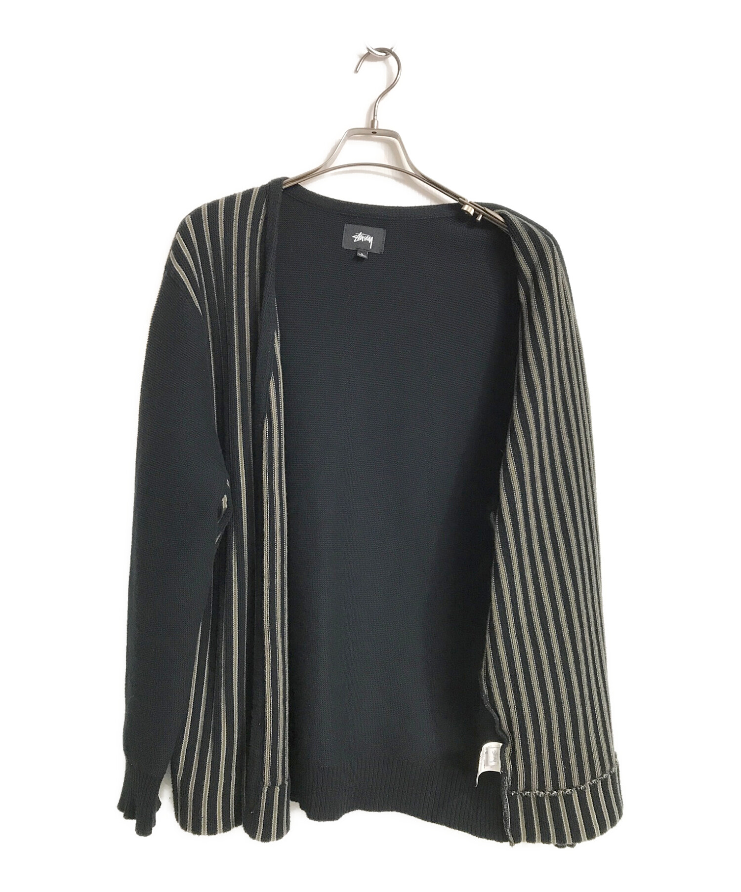 中古・古着通販】stussy (ステューシー) Stripe Cardigan ブラック