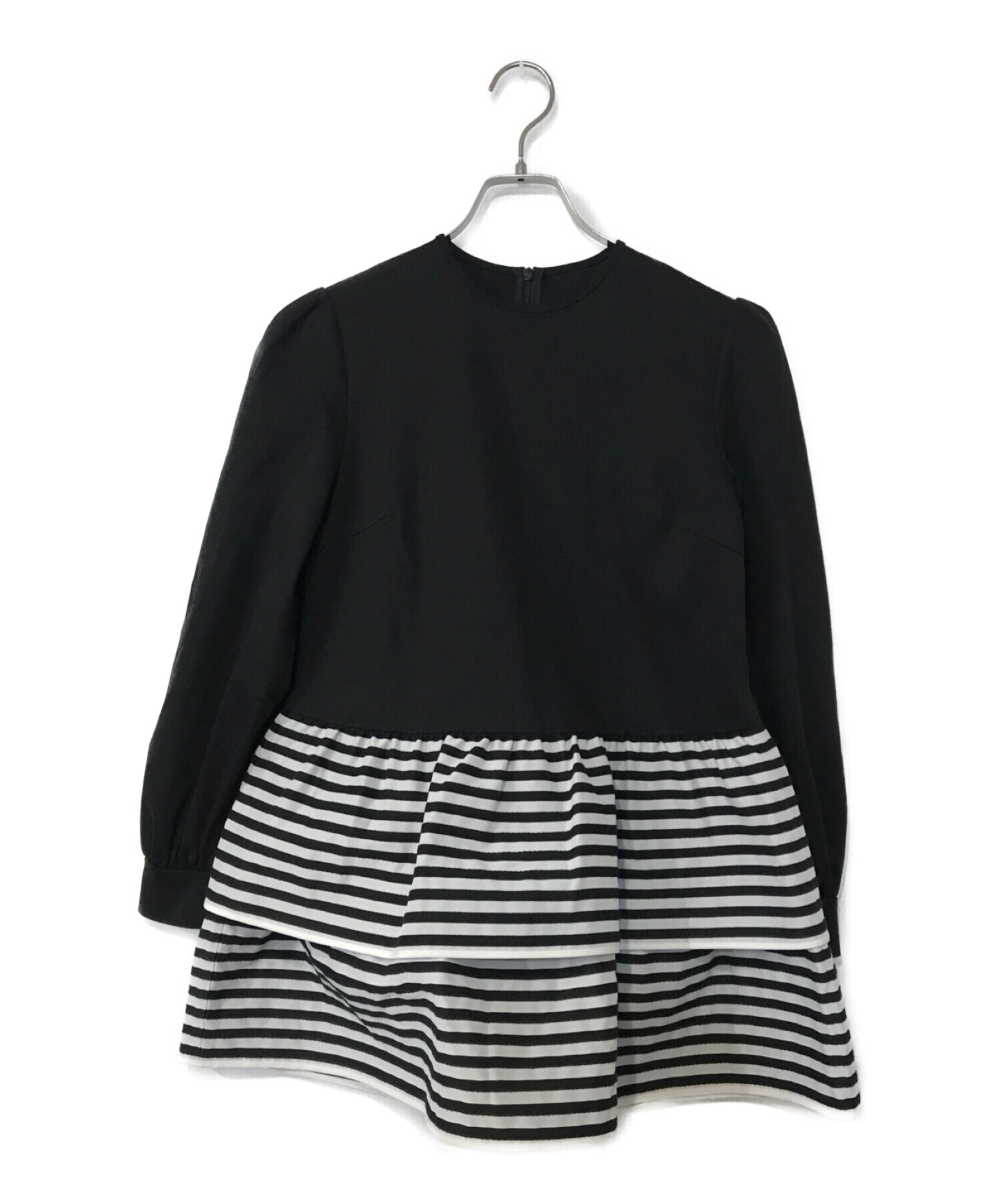 BORDERS at BALCONY (ボーダーズアットバルコニー) BORDER TIERED TOP ブラック サイズ:36