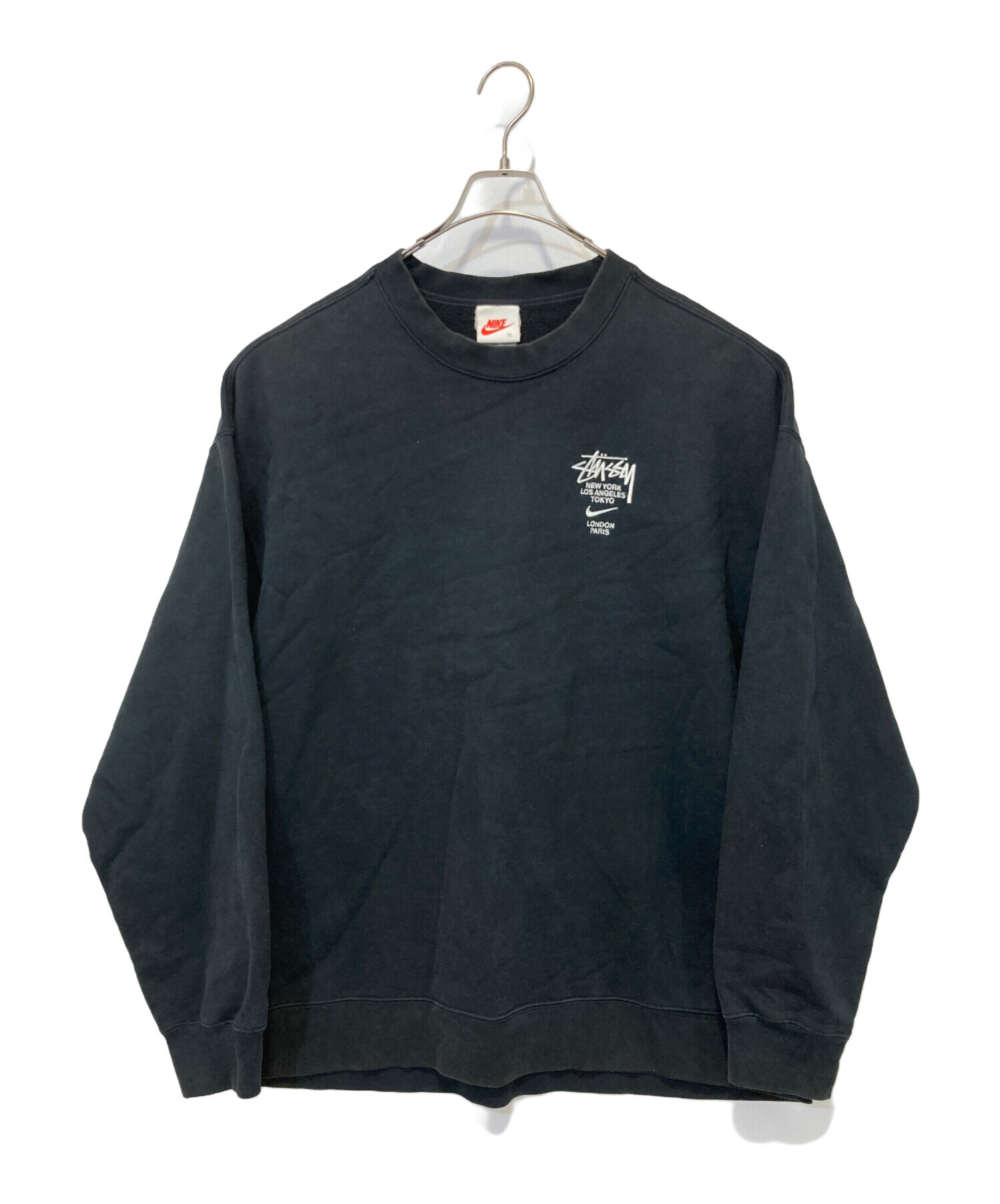 NIKE (ナイキ) stussy (ステューシー) Fleece Crew Sweatshirt Black ブラック サイズ:XL