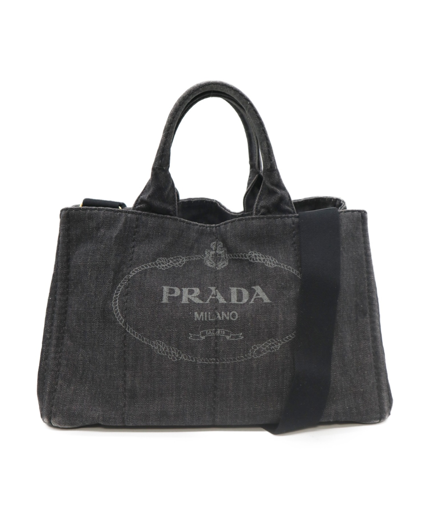 中古・古着通販】PRADA (プラダ) カナパ2WAYデニムトートバッグ ブラック サイズ:M｜ブランド・古着通販 トレファク公式【TREFAC  FASHION】スマホサイト