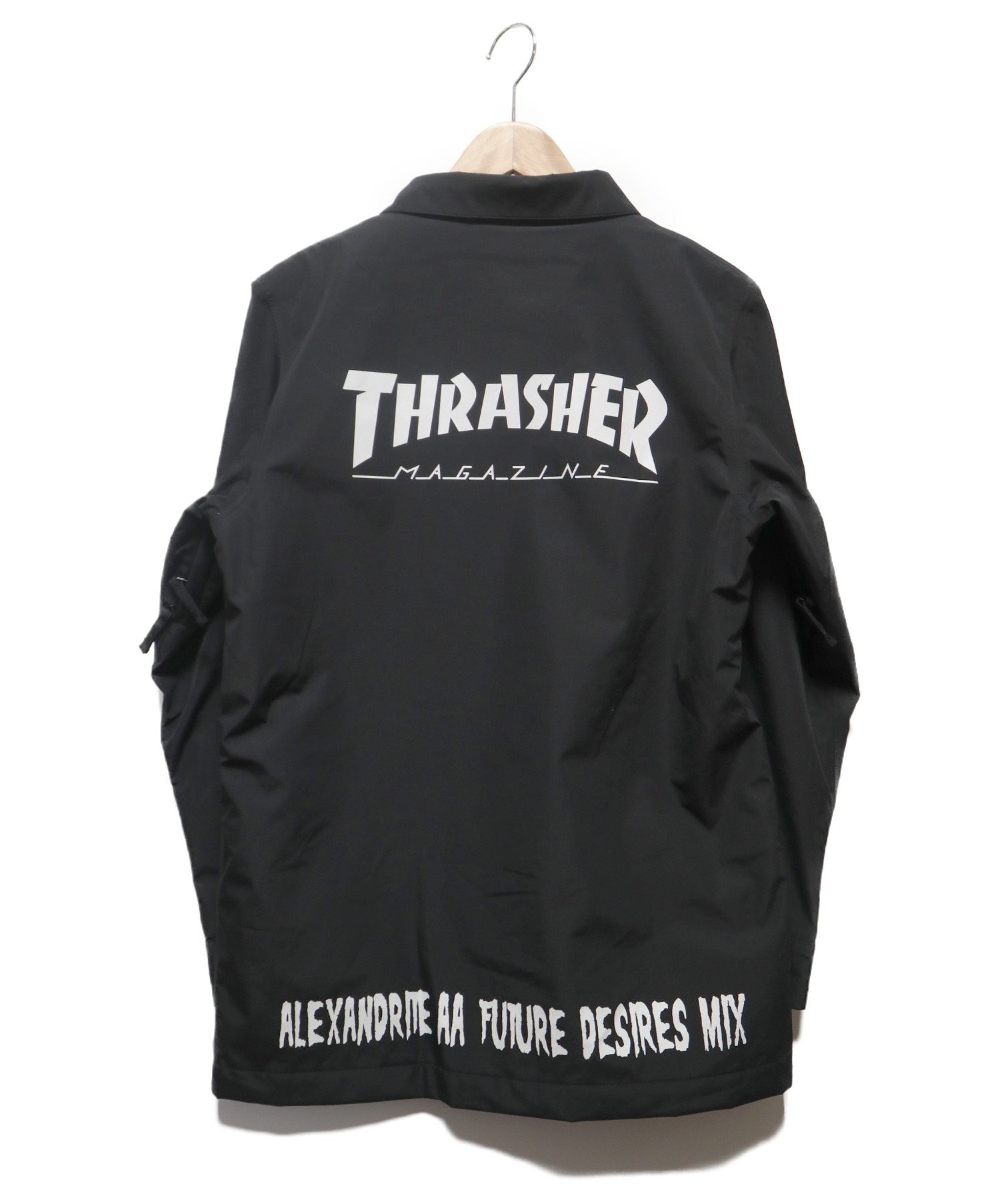THRASHER×AA HARDWEAR (スラッシャー×ダブルエーハードウェア) フード付コーチジャケット ブラック×グレー サイズ:M